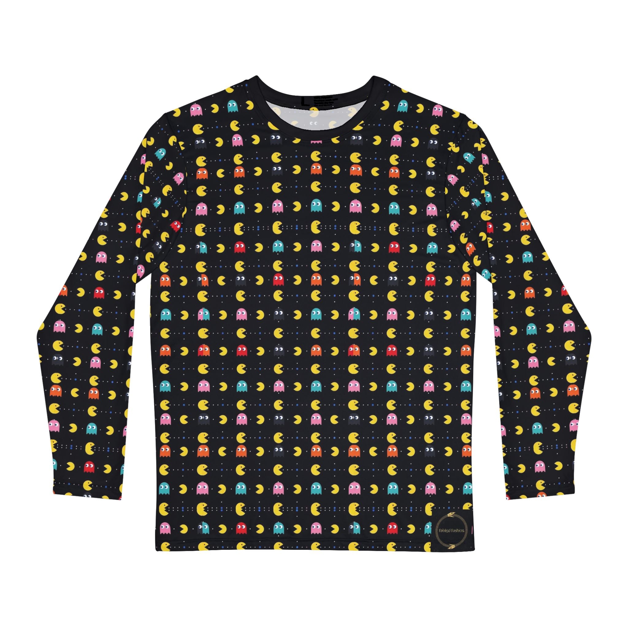 Retro PAC-Man All-Over Print Men's Long Sleeve Shirt — Vintage Gamer Tee