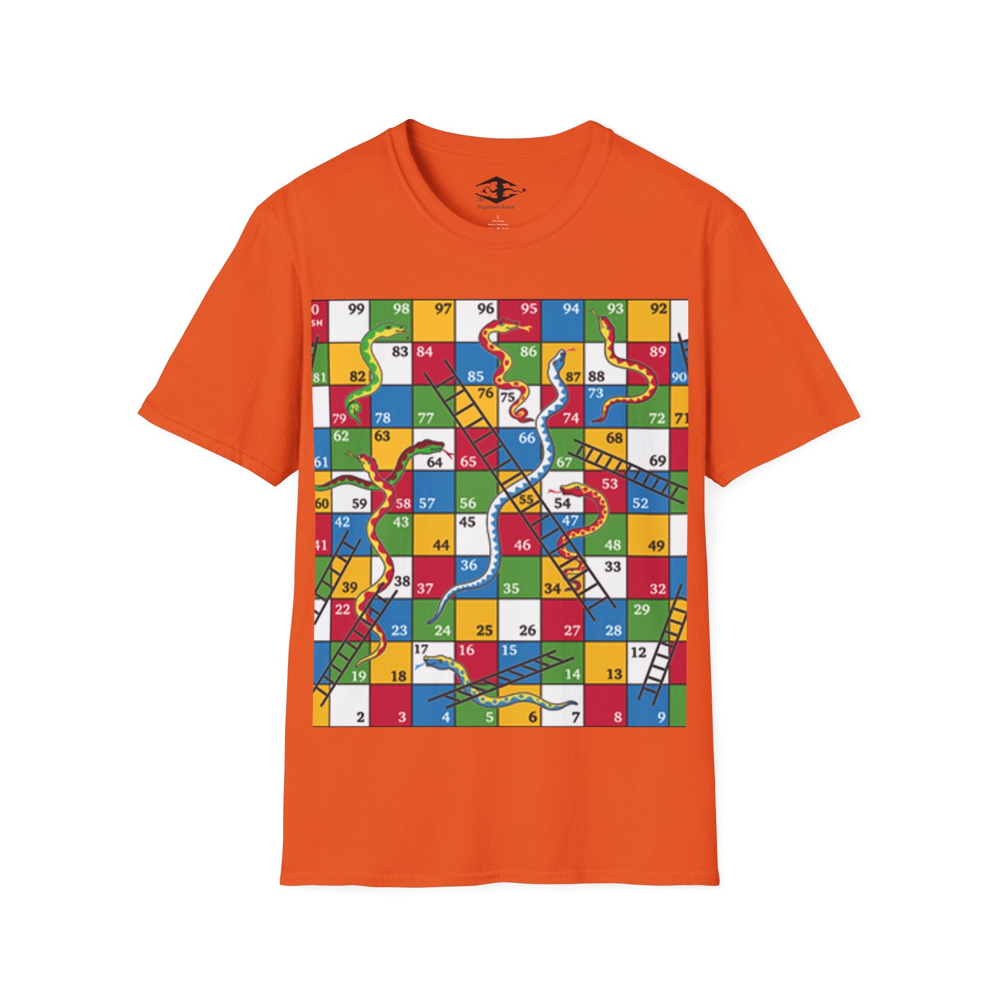 Travel Snakes and Ladders Board Unisex Softstyle T-Shirt (pieces not included)
