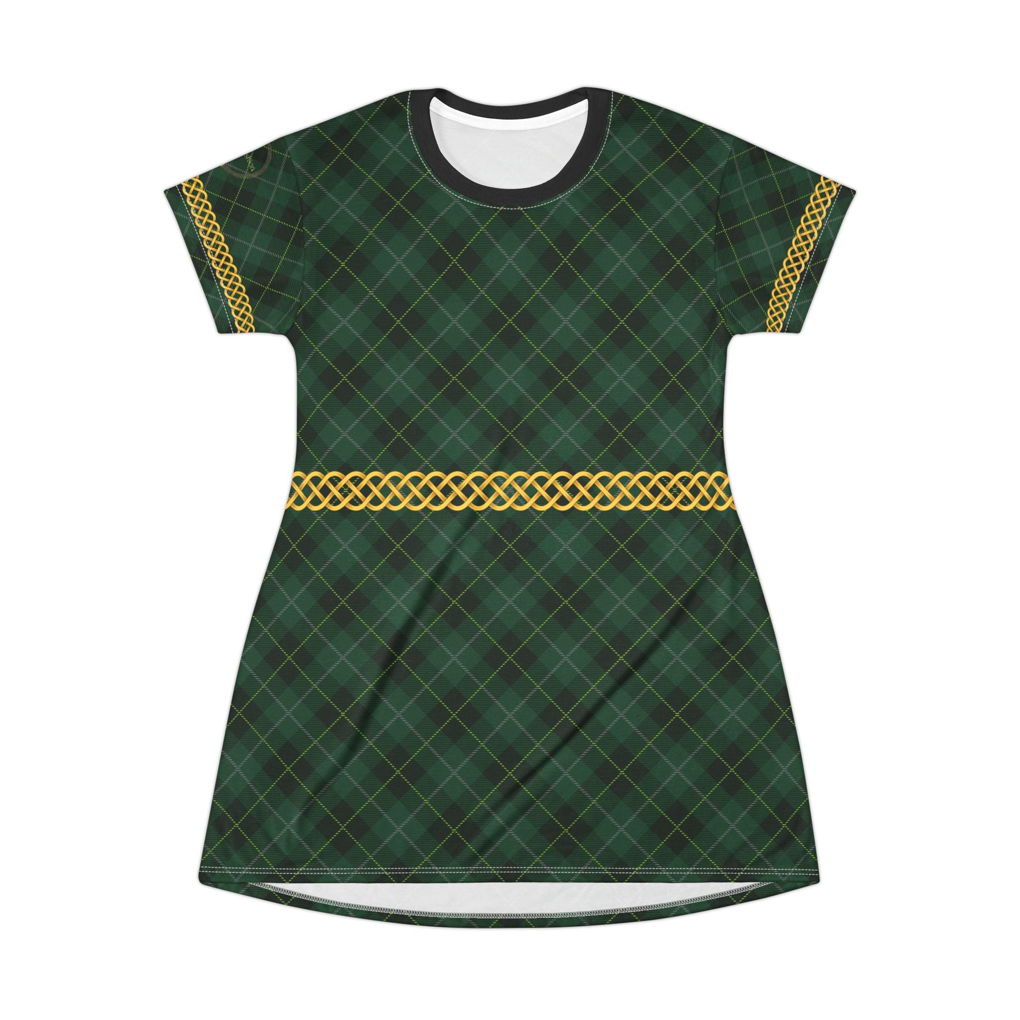 Fabled Fashion Celtic Knot Tartan Plaid Medieval Fashions All Over Print T-Shirt Dress