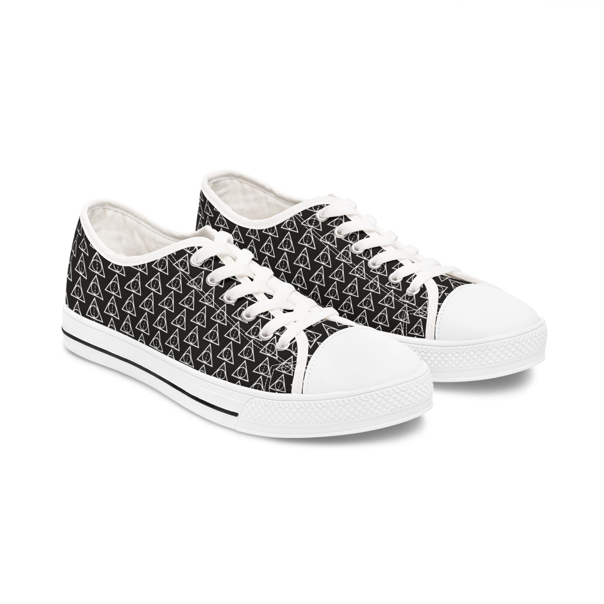 Harry Potter inspired Deathly Hallows Logo Women's Low Top Sneakers (Purple)