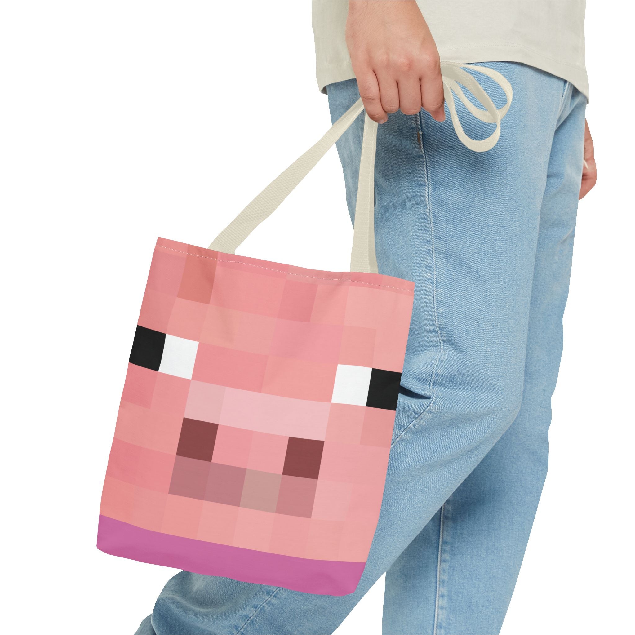 Minecraft inspired Pig Tote Bag (AOP) Perfect for  Halloween