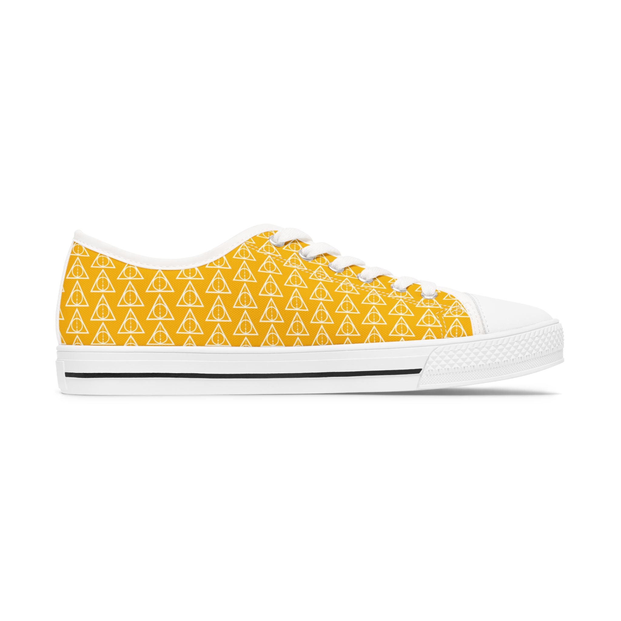 Harry Potter inspired Deathly Hallows Logo Women's Low Top Sneakers Yellow