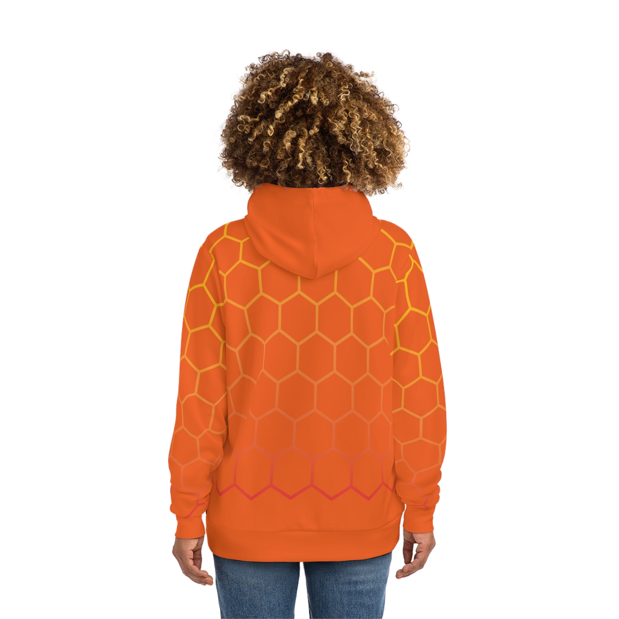Orange Honeycomb Fashion Hoodie from Fabled Fashion