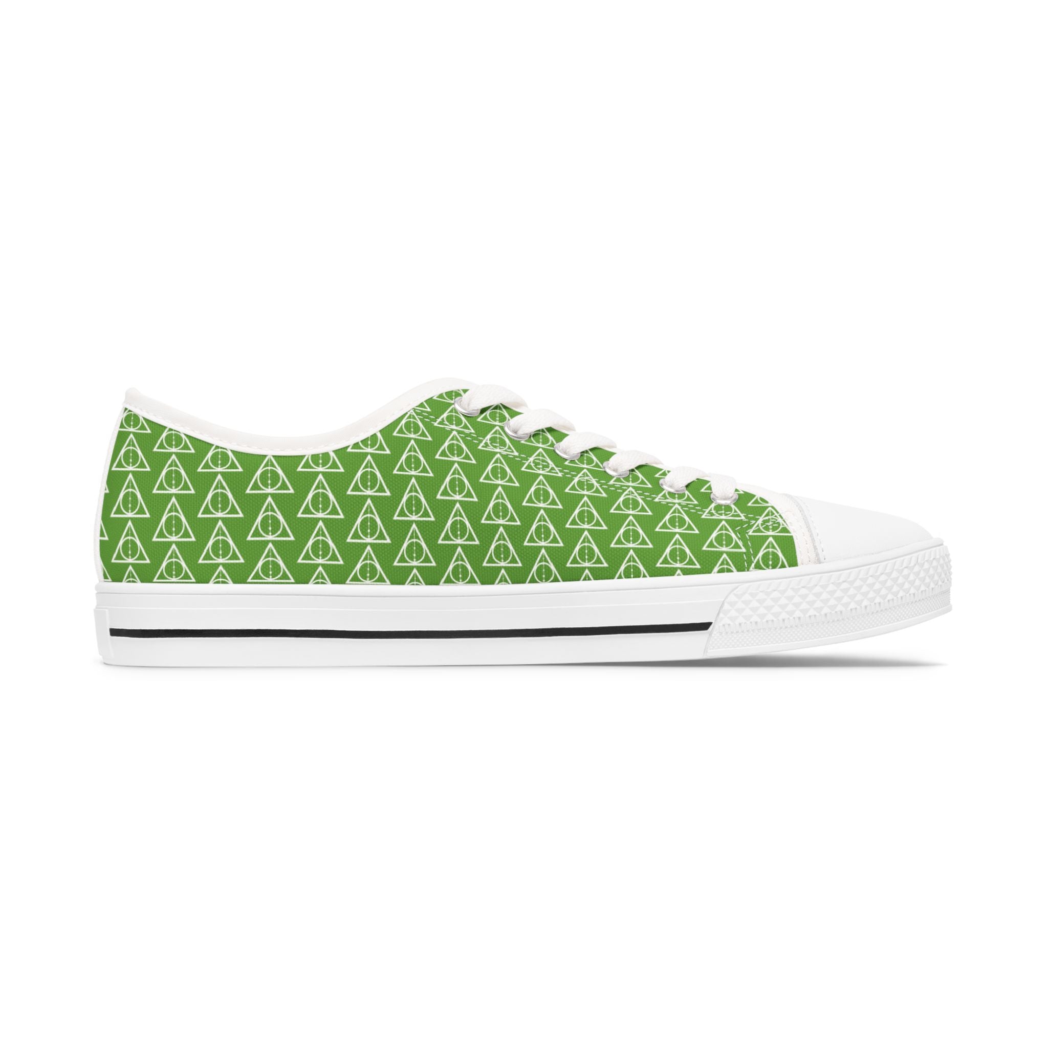 Harry Potter inspired Deathly Hallows Logo Women's Low Top Sneakers Green