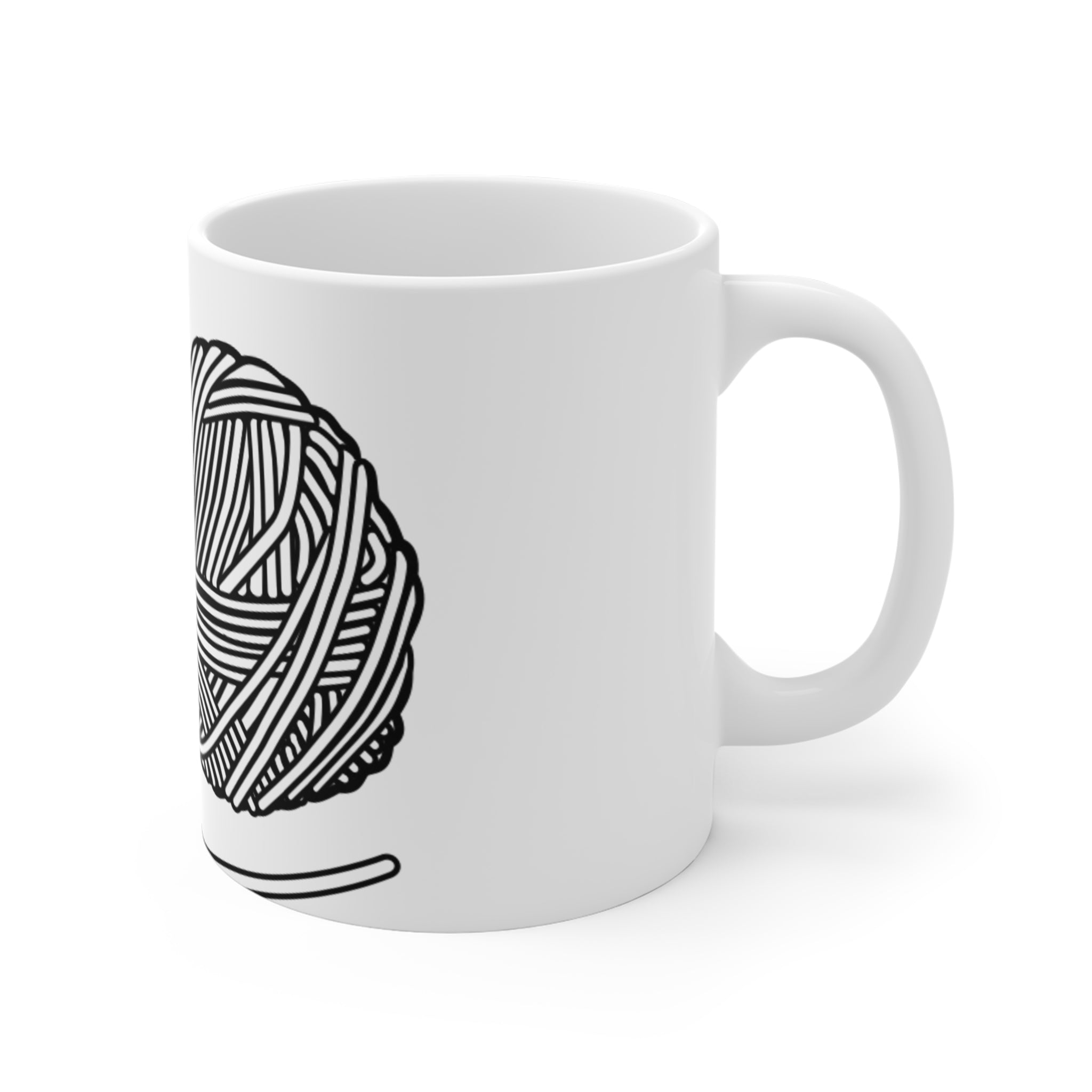 Cat Behind Wool Yarn Mug 11oz - Cute Kitty Coffee Cup, Tea Mug, Cat Lover Gift, Animal Pet Owner Present, Funny Kitten Drinkware