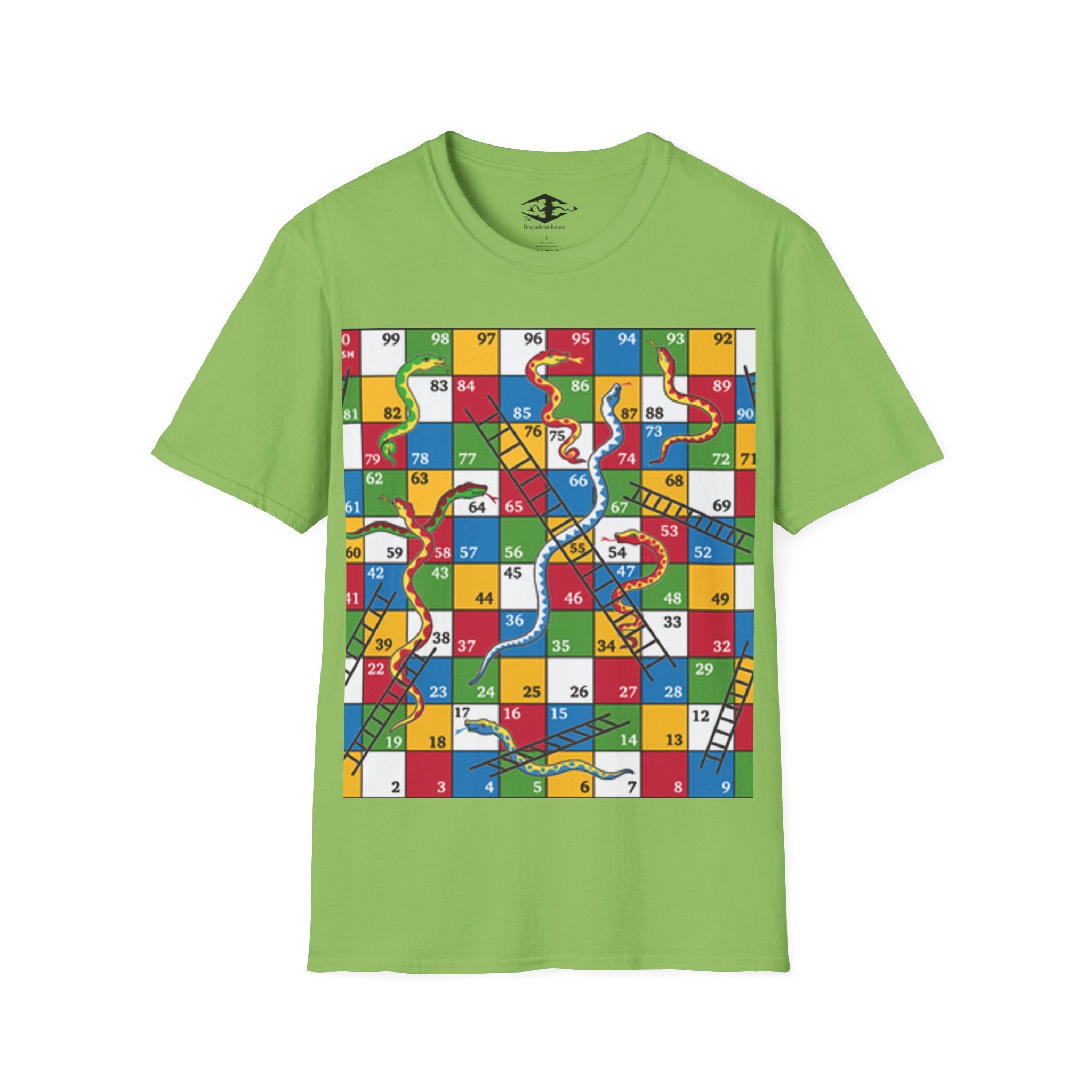 Travel Snakes and Ladders Board Unisex Softstyle T-Shirt (pieces not included)