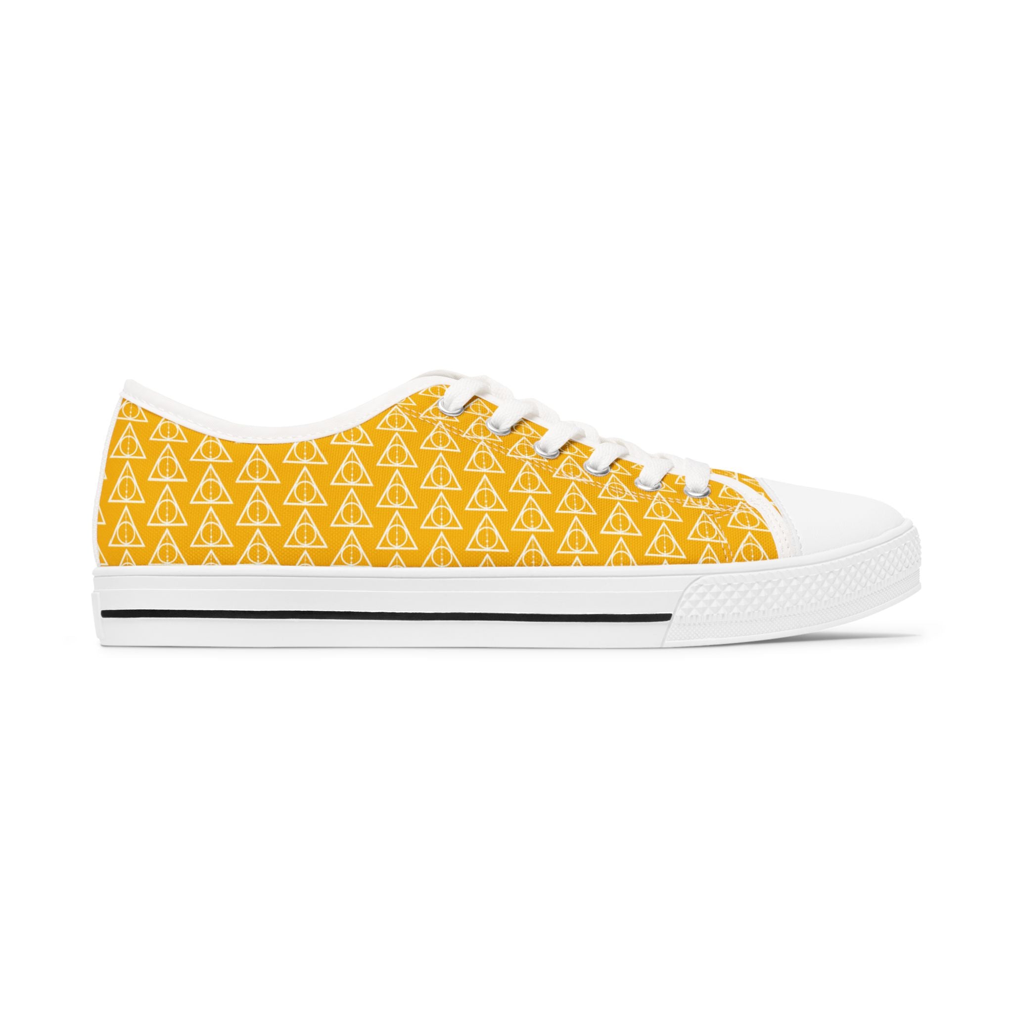 Harry Potter inspired Deathly Hallows Logo Women's Low Top Sneakers Yellow