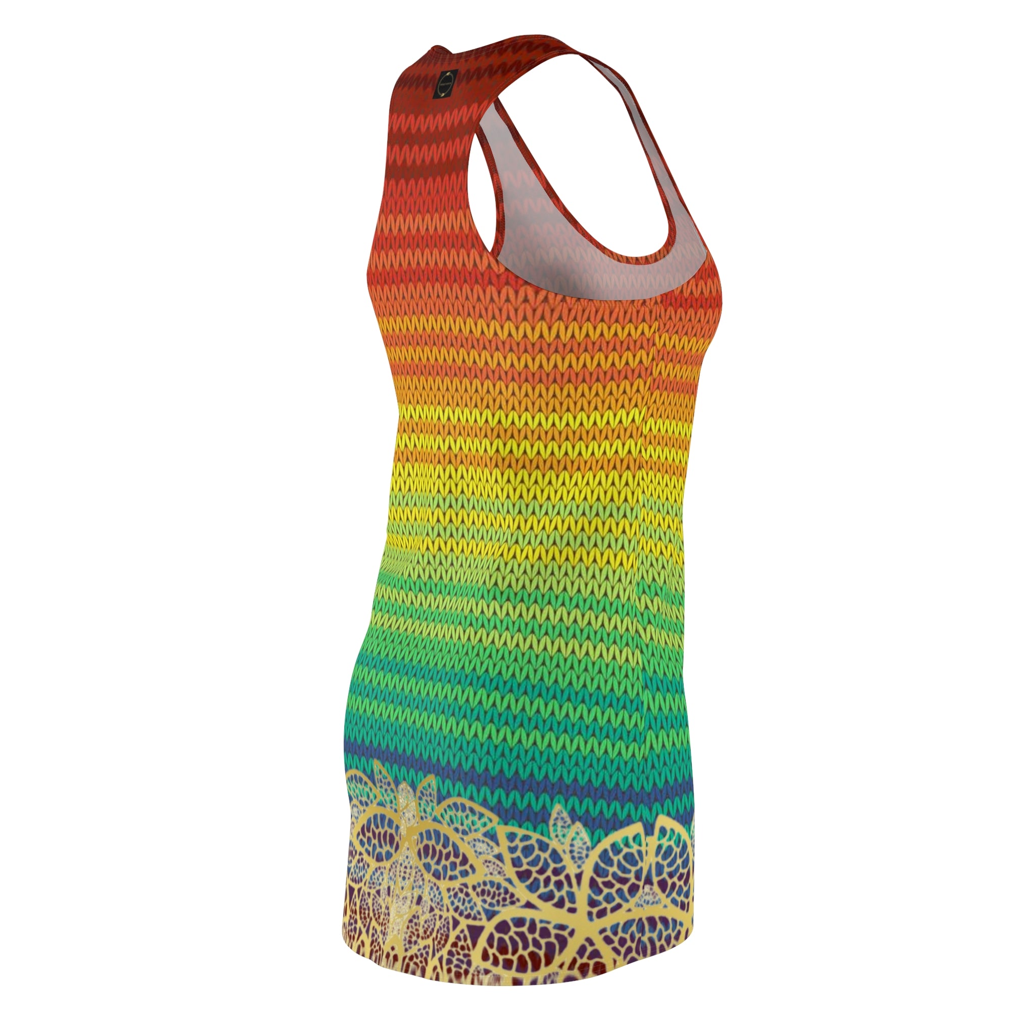 Fabled Fashion Mexican Poncho and Gold Lace effect Women's Cut & Sew Racerback Dress (AOP)