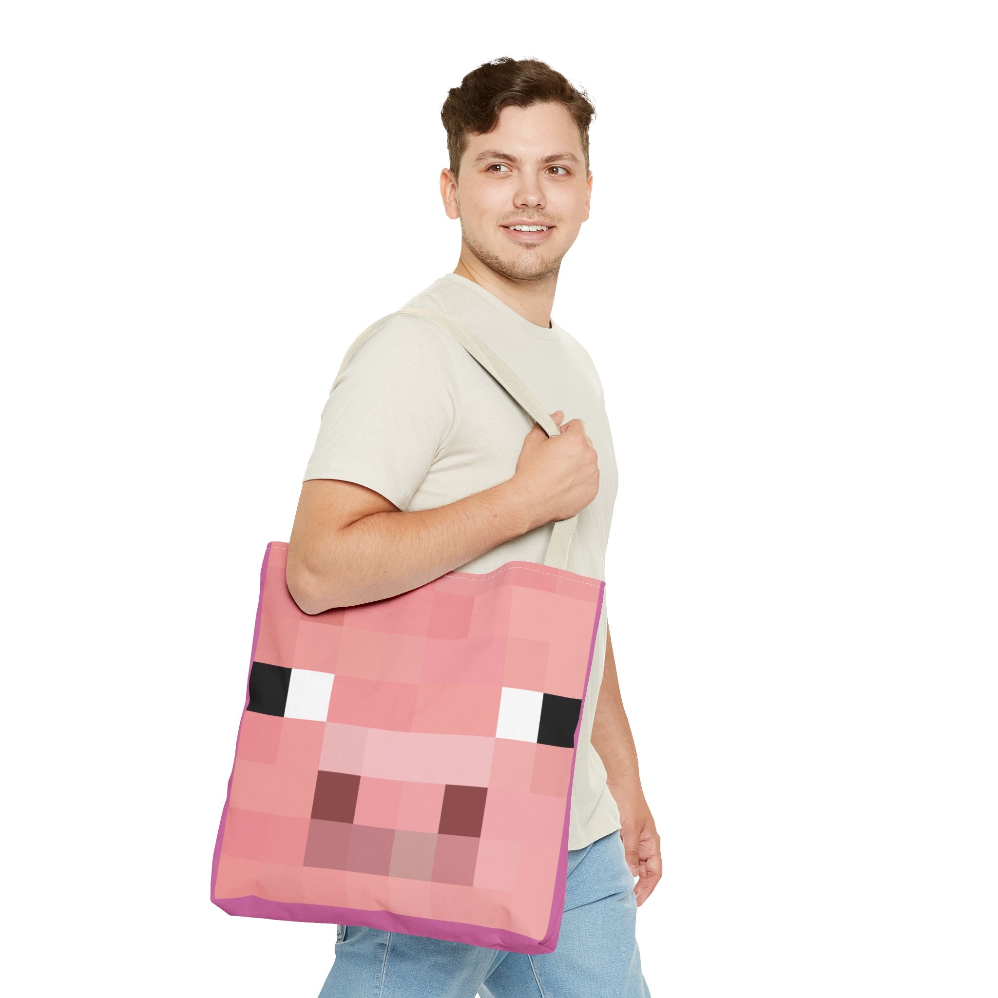 Minecraft inspired Pig Tote Bag (AOP) Perfect for  Halloween