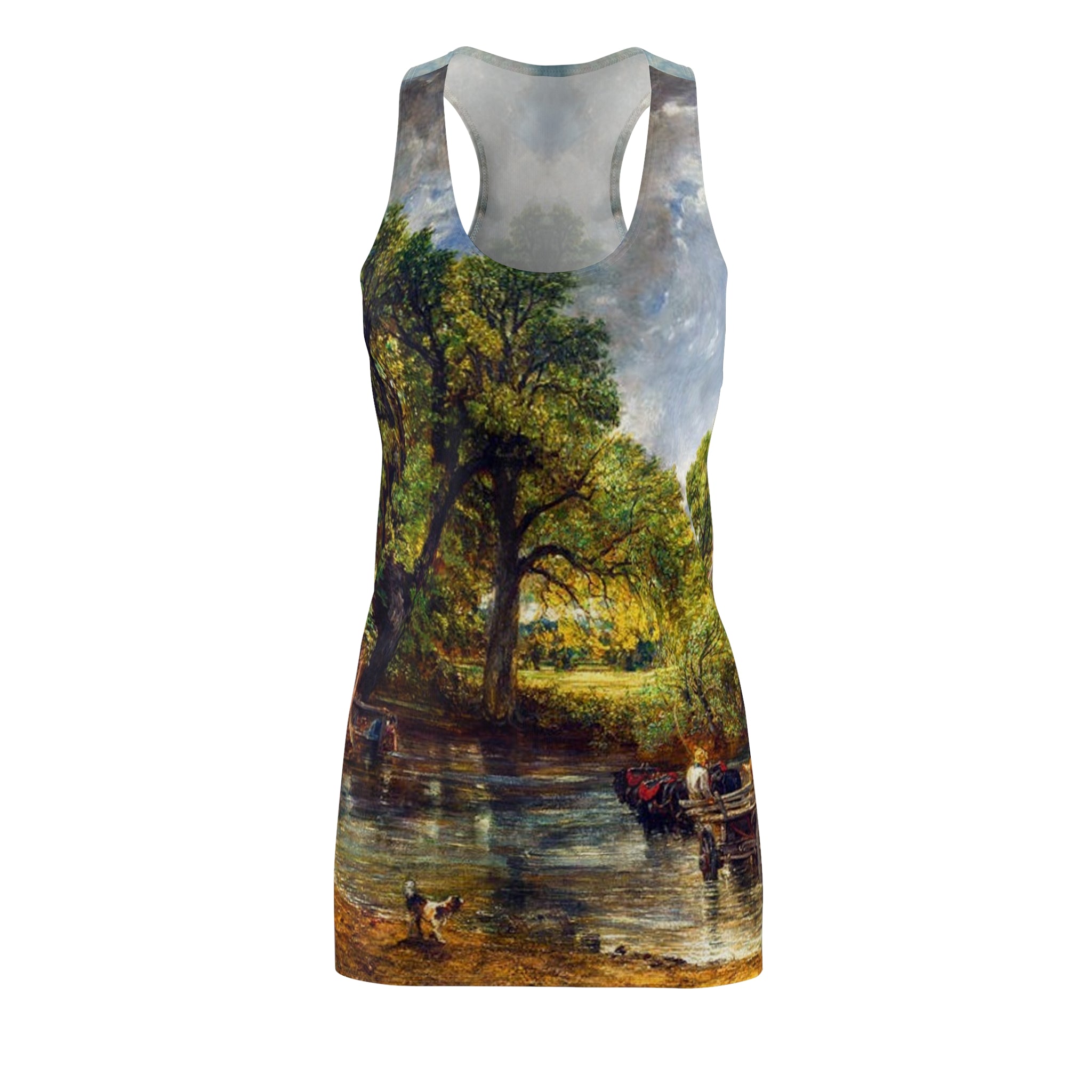 Fabled Fashion Haywain by John constable Women's Cut & Sew Racerback Dress (AOP)