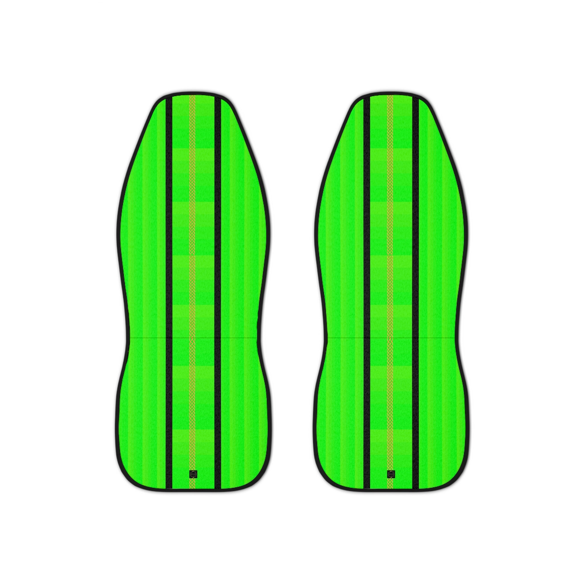 Fabled Fashion Hi Vis Green with Celtic Knot Racing stripe print Car Seat Covers