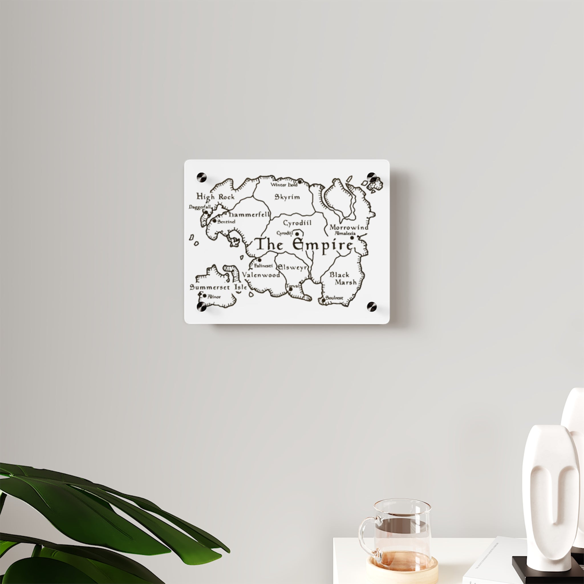 Tamriel map Dragonborn Skyrim Acrylic Wall Art Panels