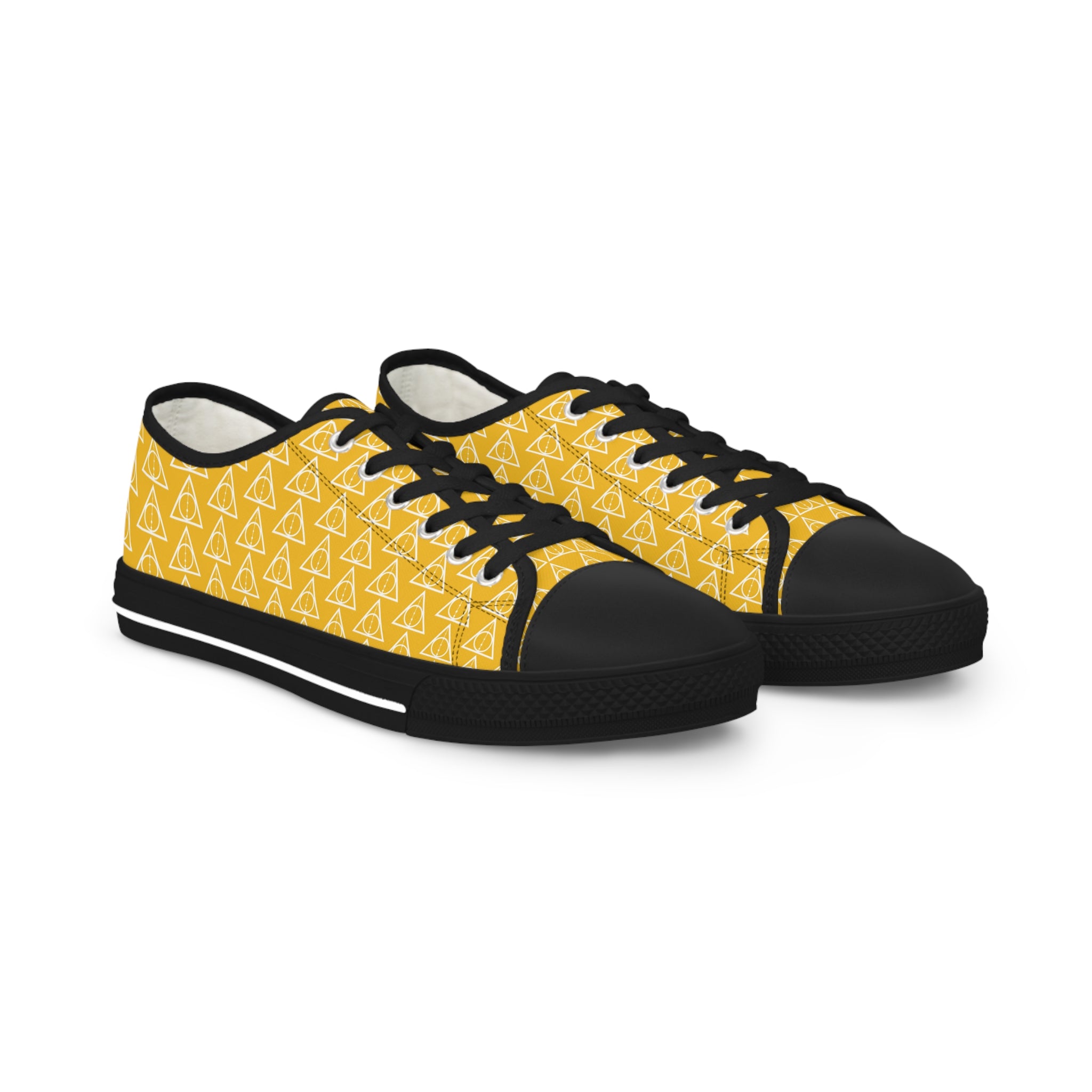 Harry Potter inspired Deathly Hallows logo Men's Low Top Sneakers Navy Blue