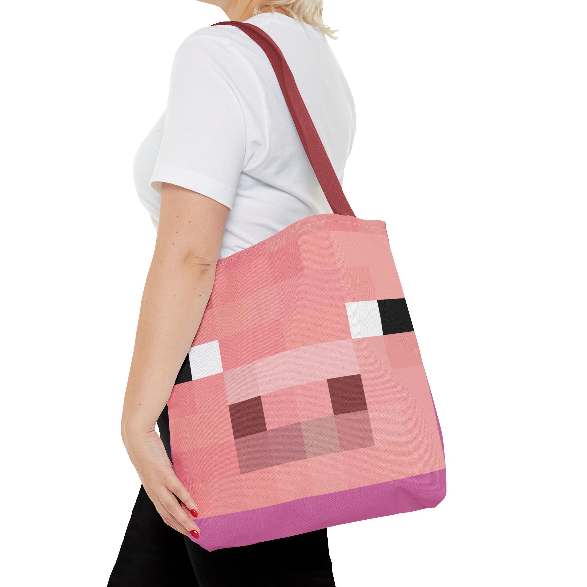 Minecraft inspired Pig Tote Bag (AOP) Perfect for  Halloween