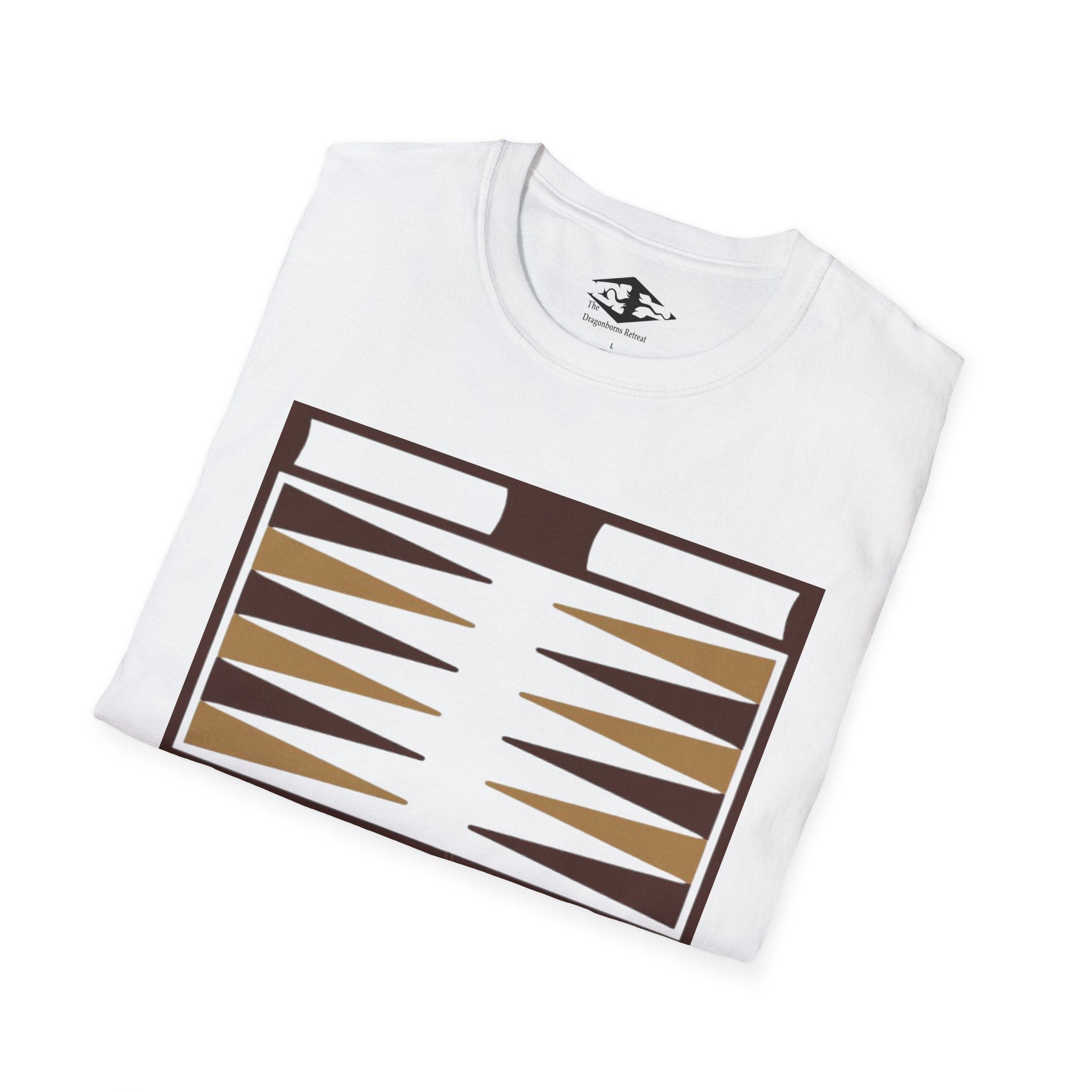 Travel Backgammon Board Unisex Softstyle T-Shirt (pieces not included)