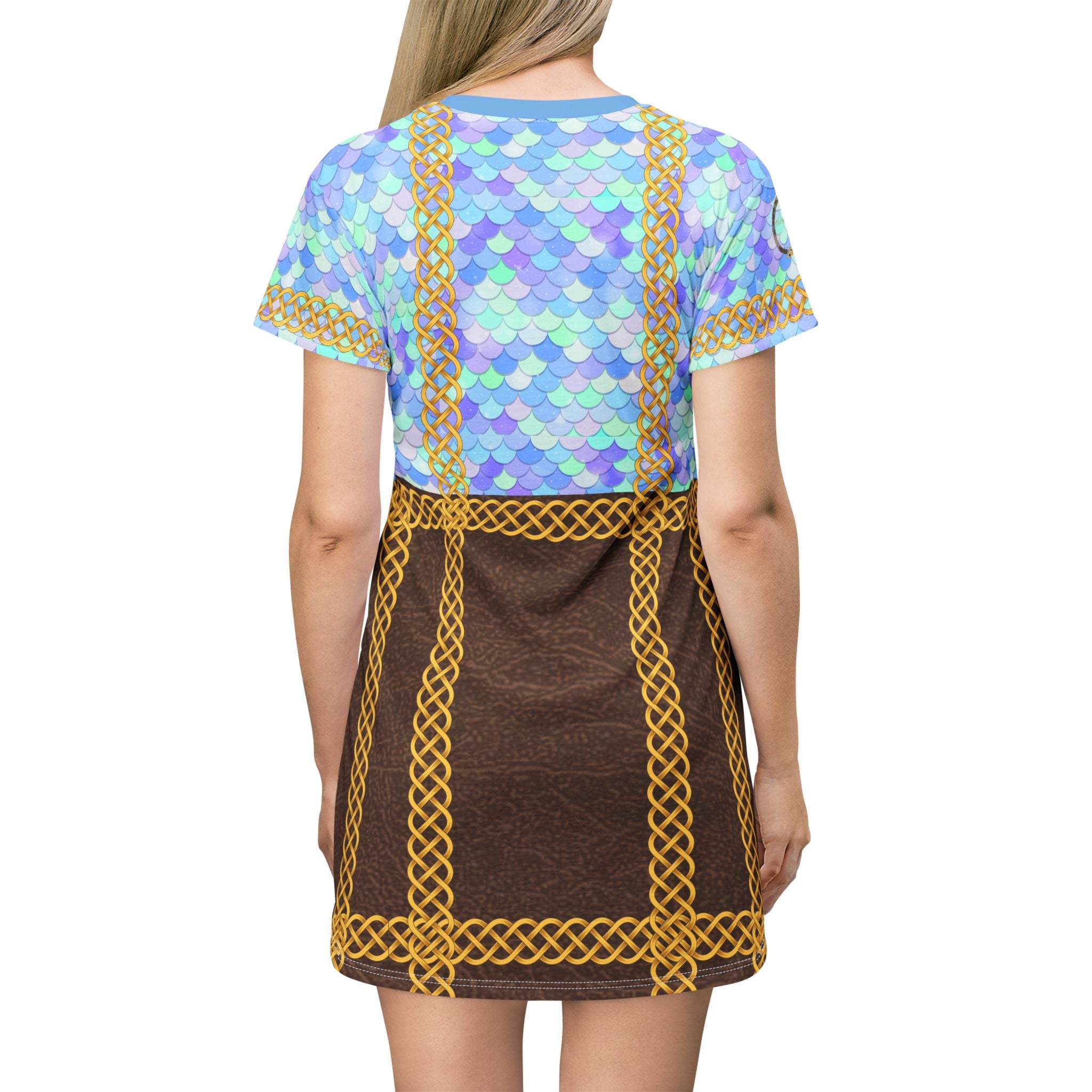 Fabled Fashion Mermaid Tail skin and Leather effect Celtic knot Medieval fashion All Over Print T-Shirt Dress