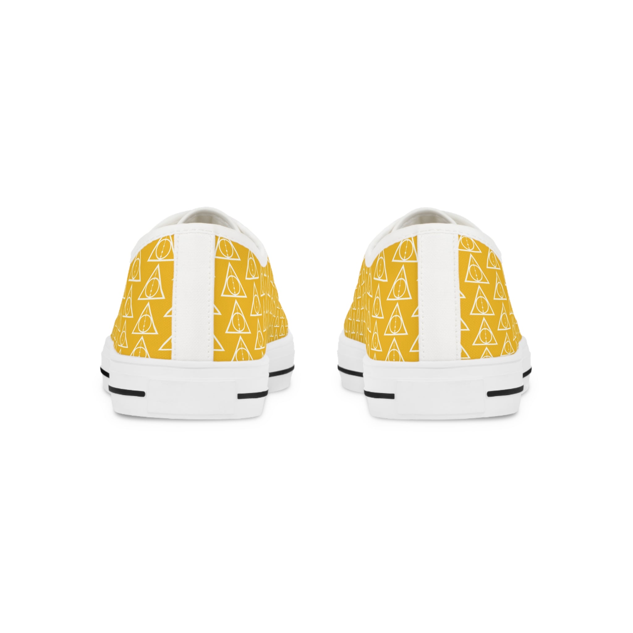Harry Potter inspired Deathly Hallows logo Men's Low Top Sneakers Yellow