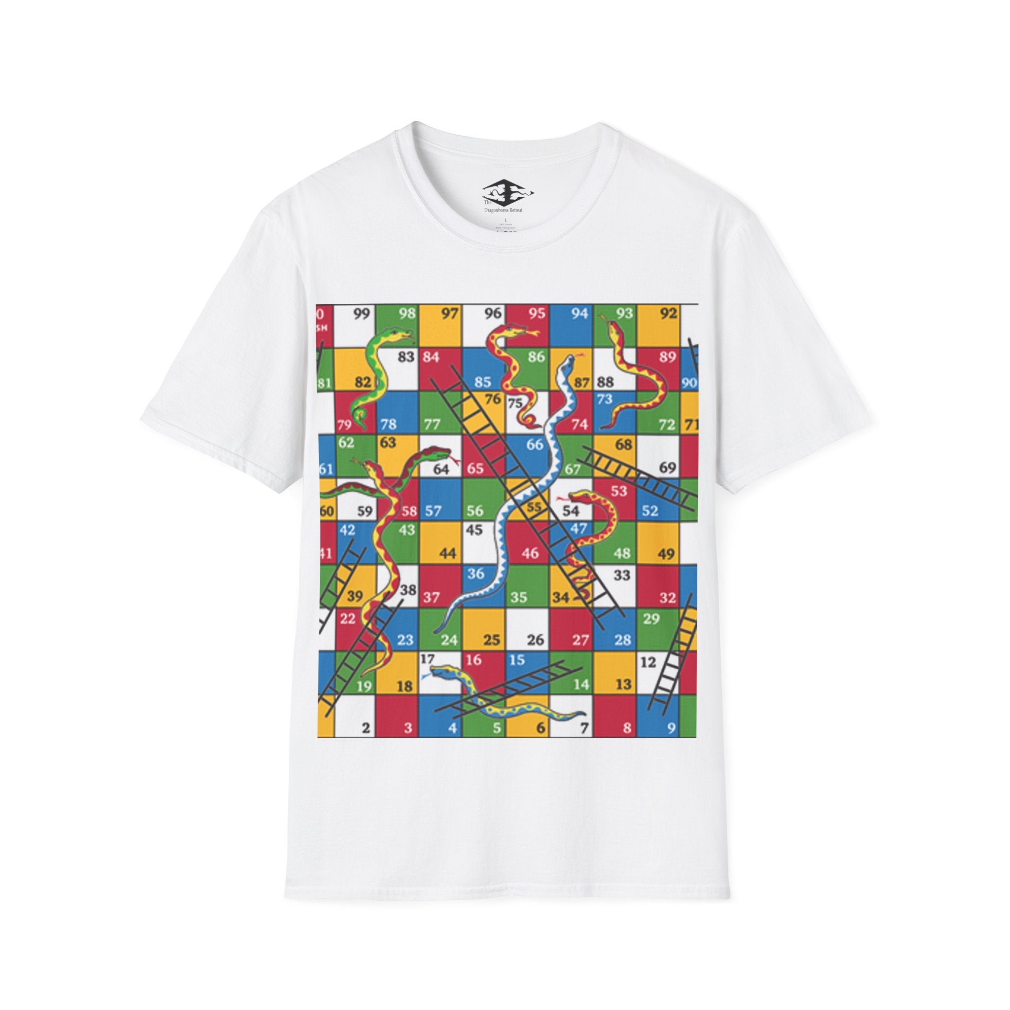 Travel Snakes and Ladders Board Unisex Softstyle T-Shirt (pieces not included)