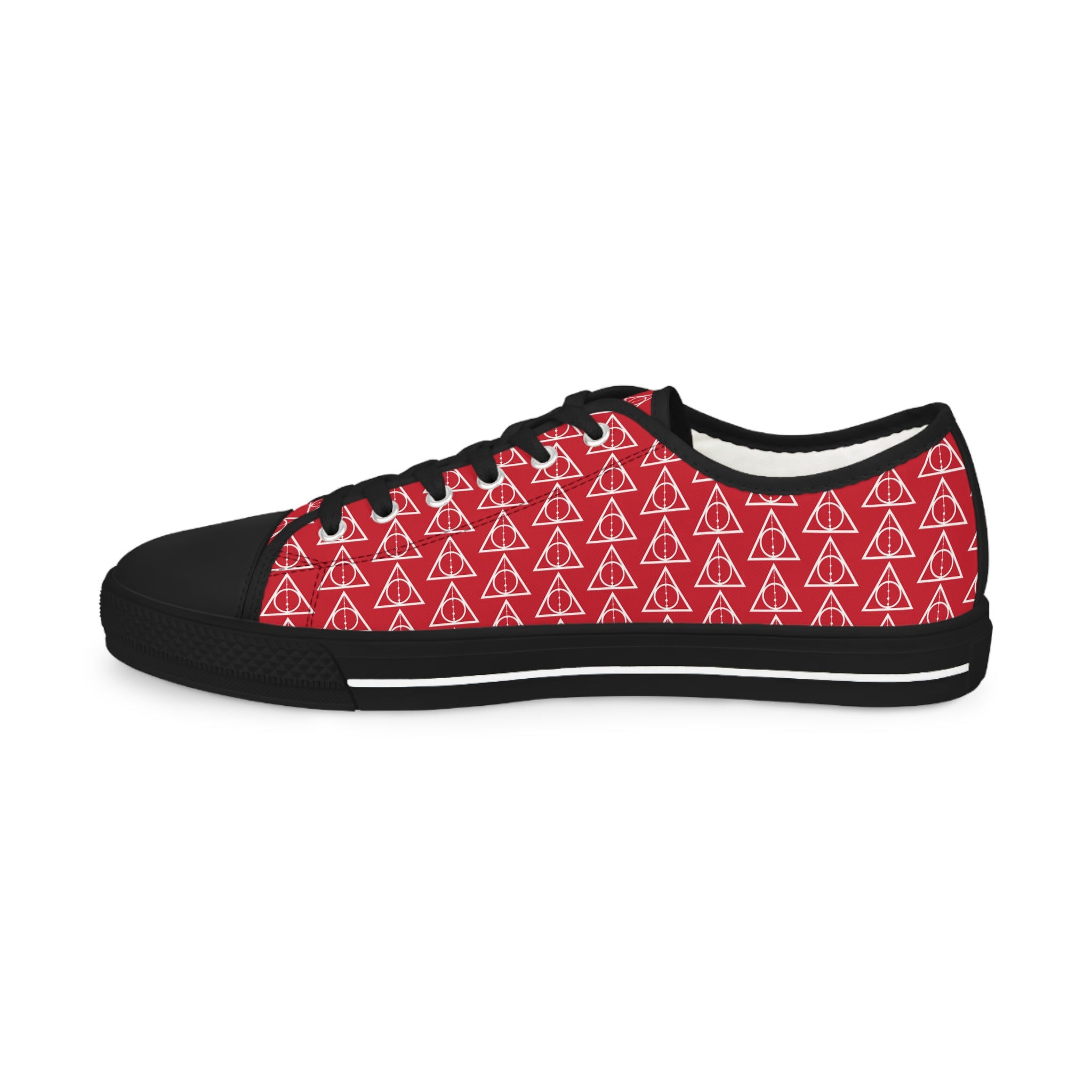 Harry Potter inspired Deathly Hallows logo Men's Low Top Sneakers Red
