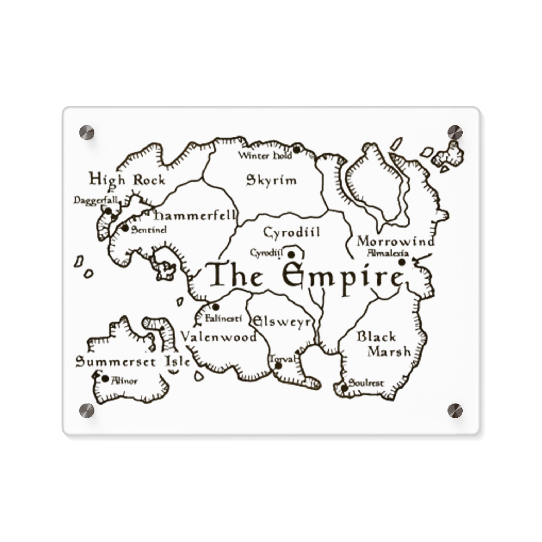 Tamriel map Dragonborn Skyrim Acrylic Wall Art Panels