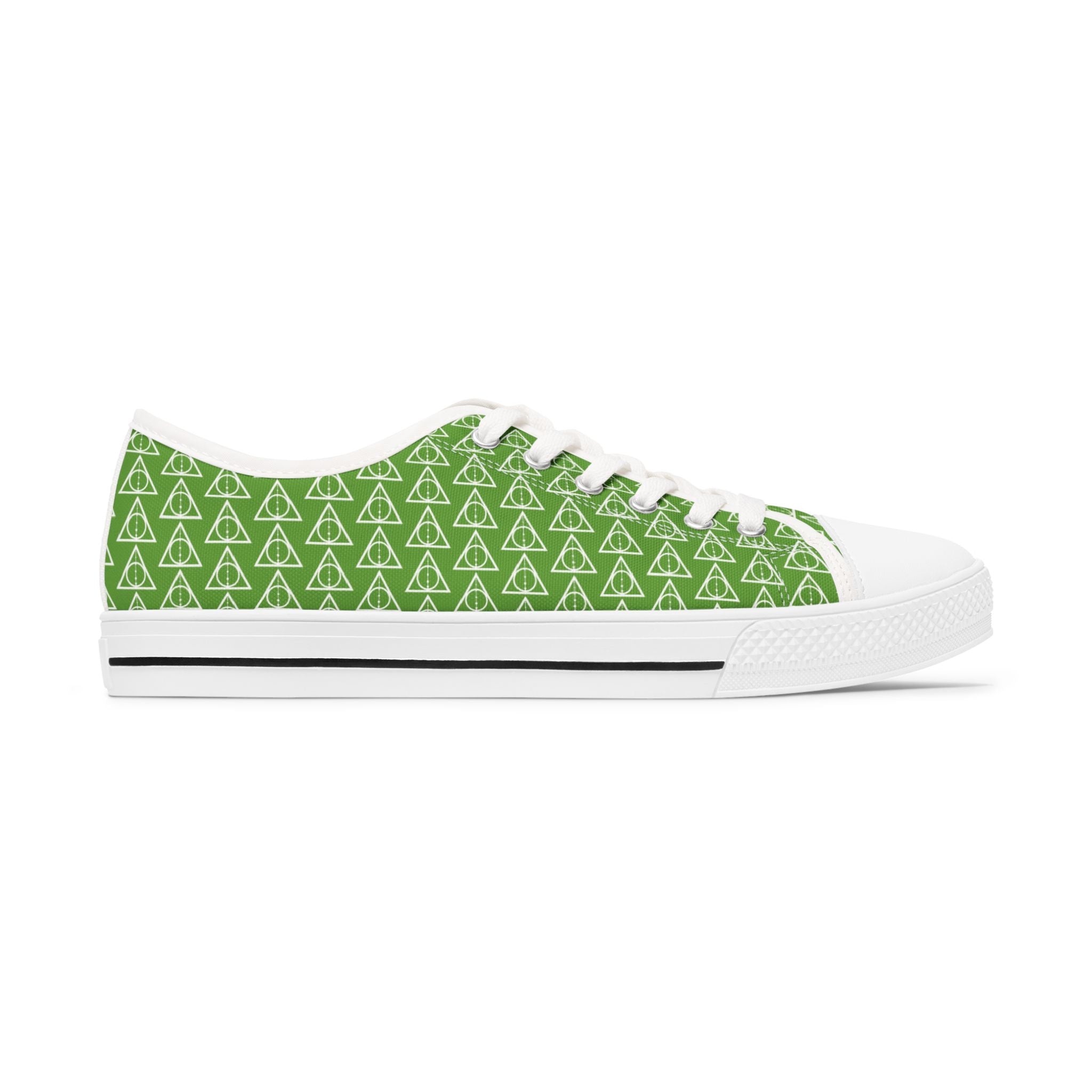 Harry Potter inspired Deathly Hallows Logo Women's Low Top Sneakers Green