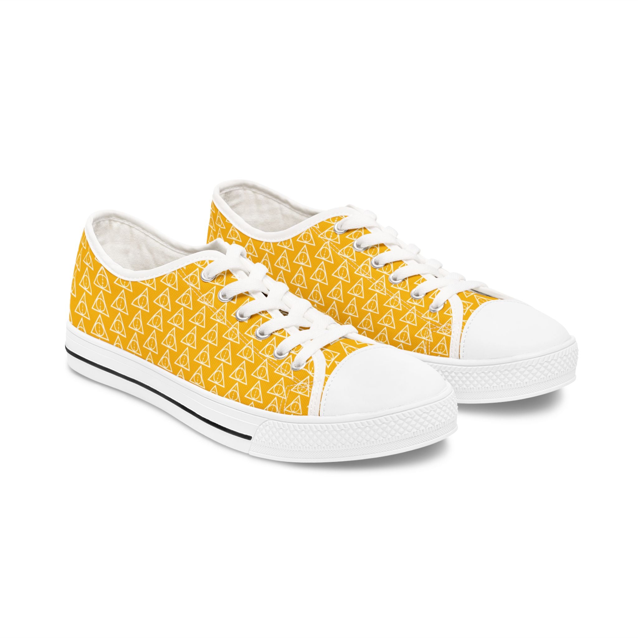 Harry Potter inspired Deathly Hallows Logo Women's Low Top Sneakers Yellow
