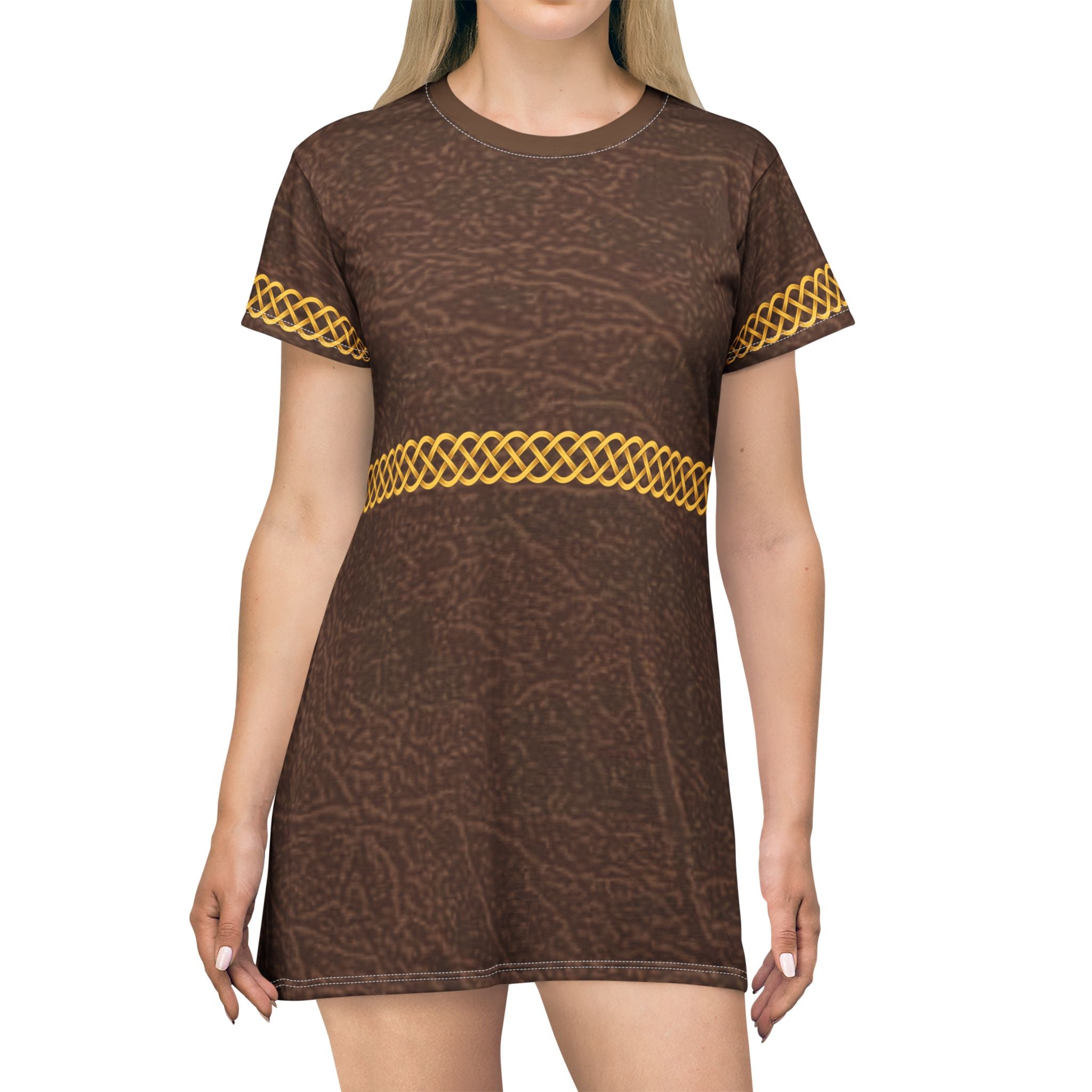 Fabled Fashion Leather effect Celtic knot  Medieval fashion All Over Print T-Shirt Dress