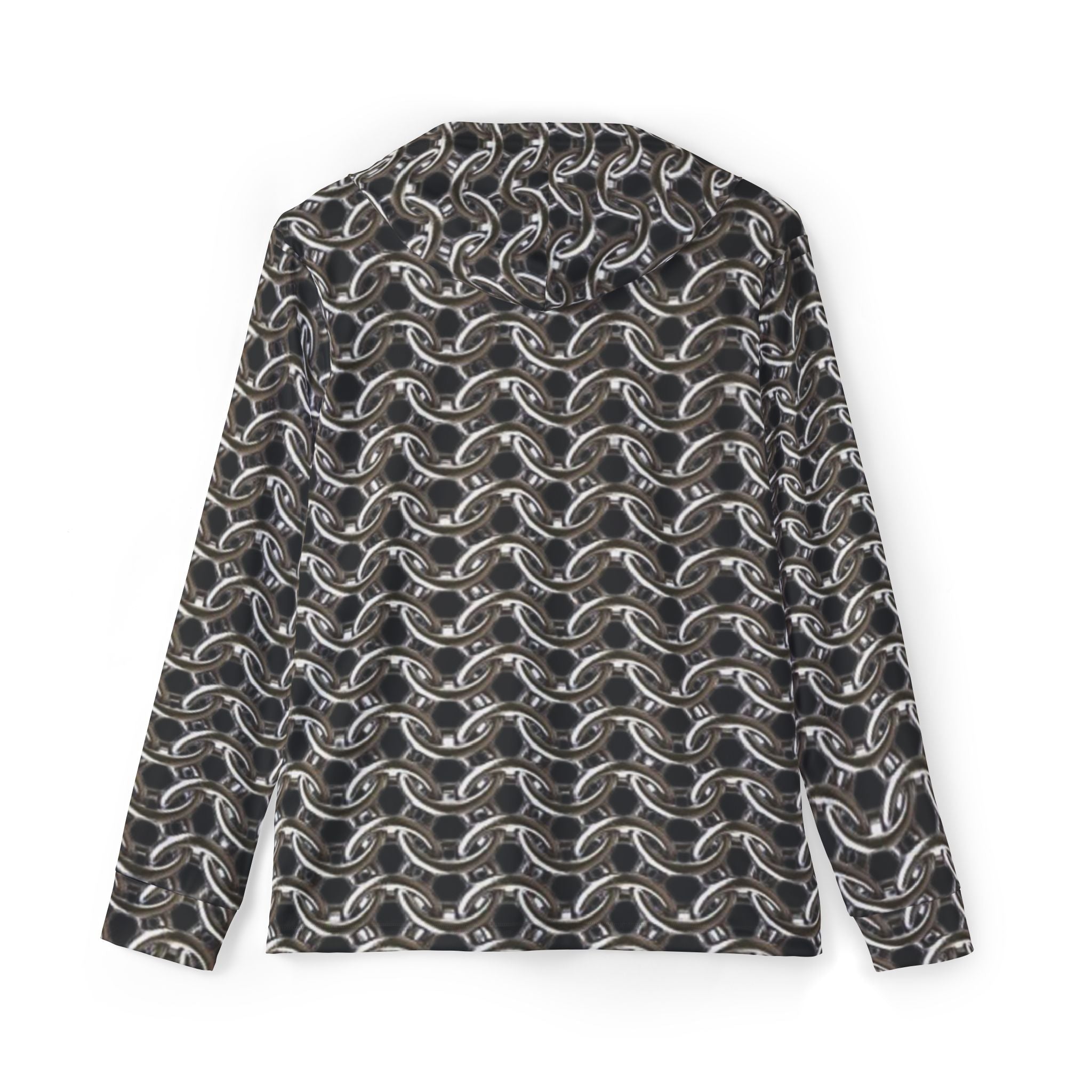 Chainmail Pattern Hoodie — Medieval Armor Print Men's Warmup Hoodie
