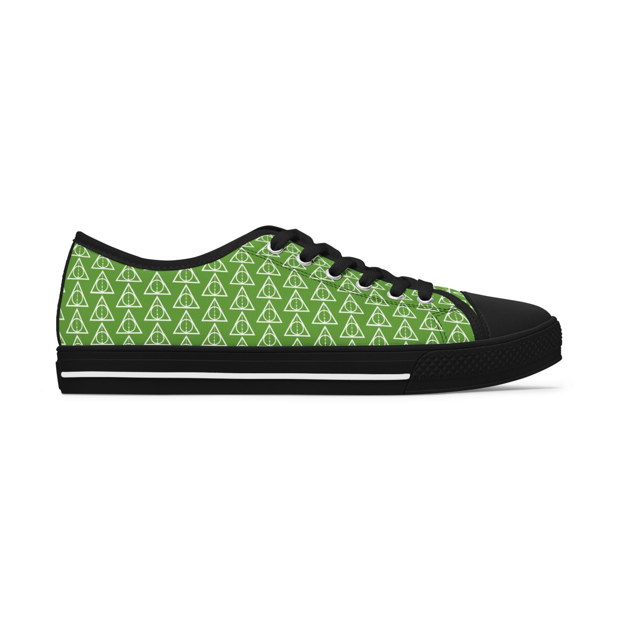 Harry Potter inspired Deathly Hallows Logo Women's Low Top Sneakers Green