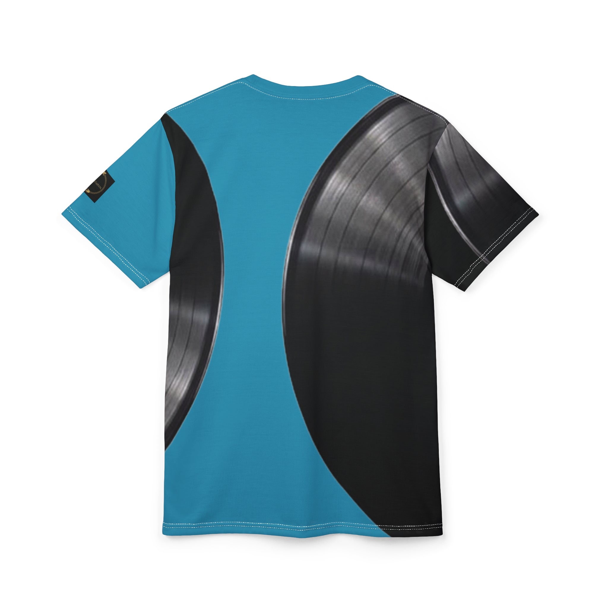 Fabled Fashion Vinyl Record design Unisex Cut & Sew Tee (AOP) Blue