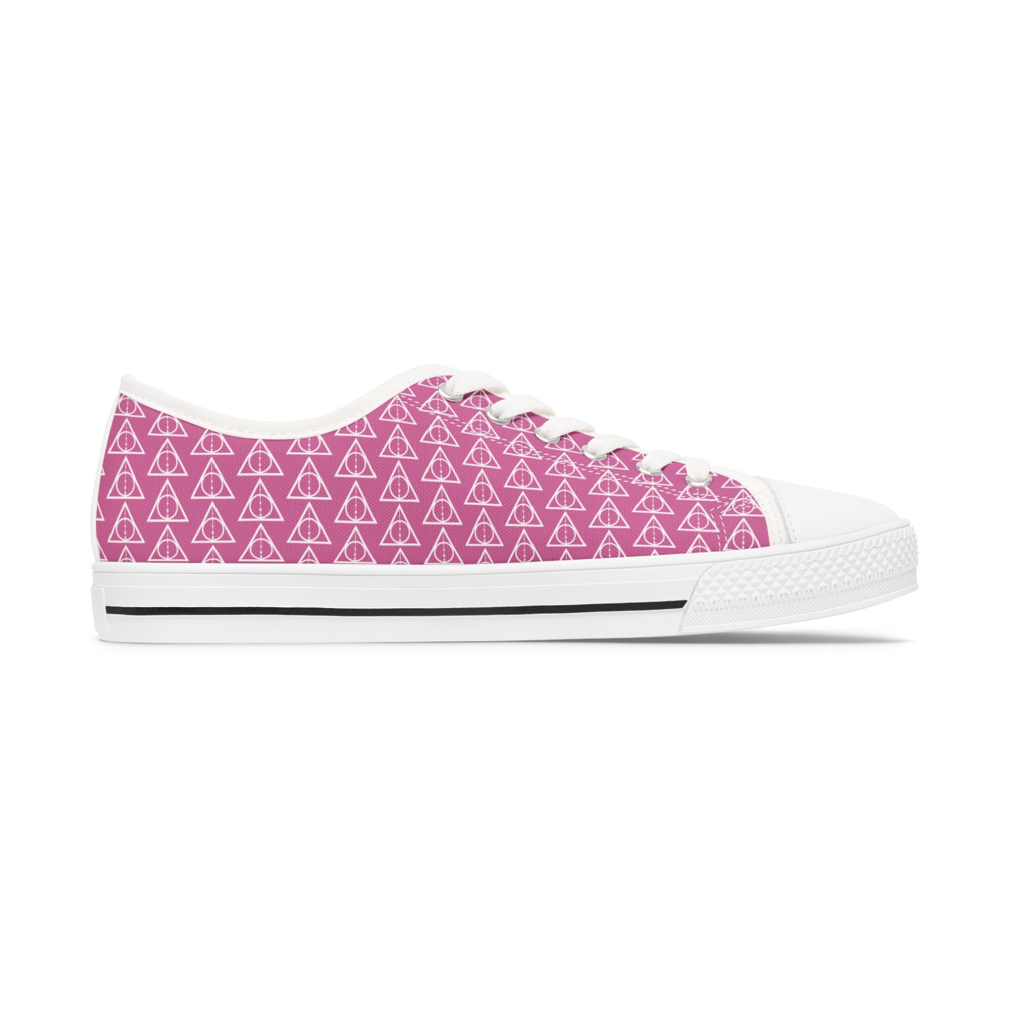Harry Potter inspired Deathly Hallows Logo Women's Low Top Sneakers Light Pink