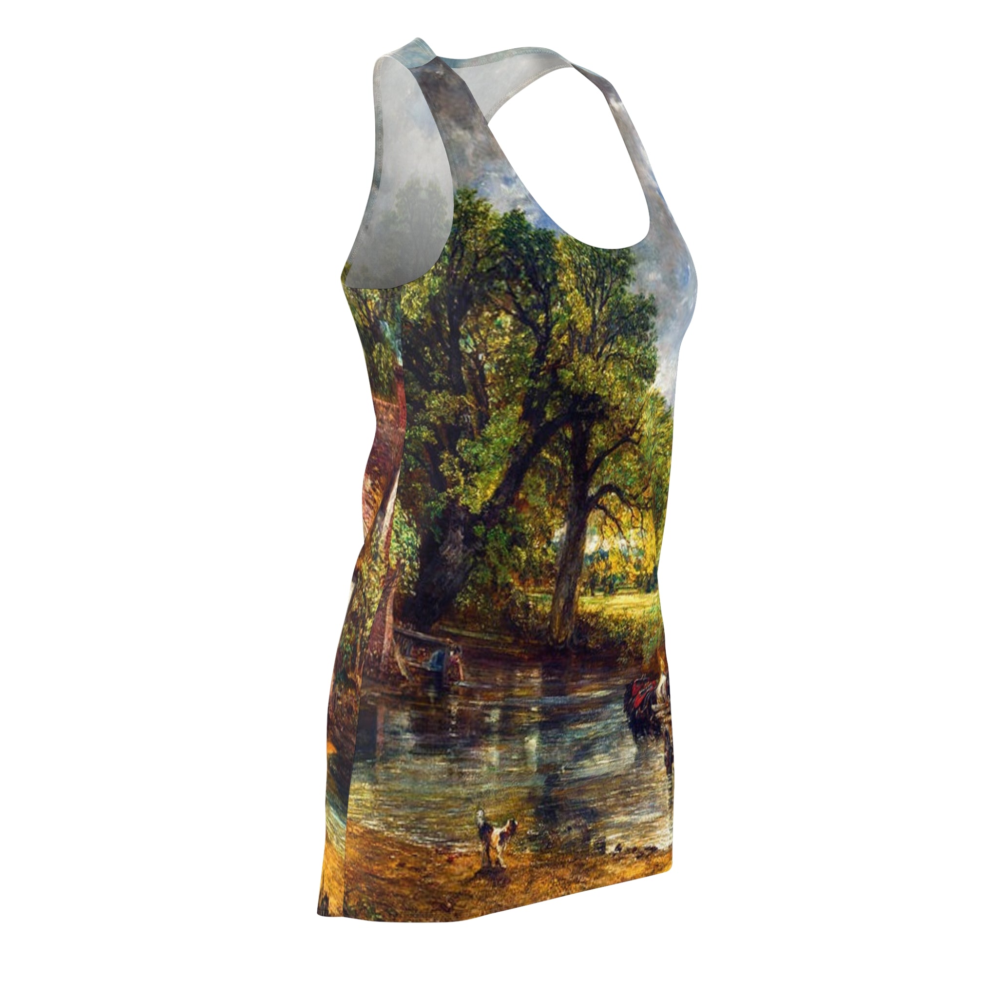 Fabled Fashion Haywain by John constable Women's Cut & Sew Racerback Dress (AOP)