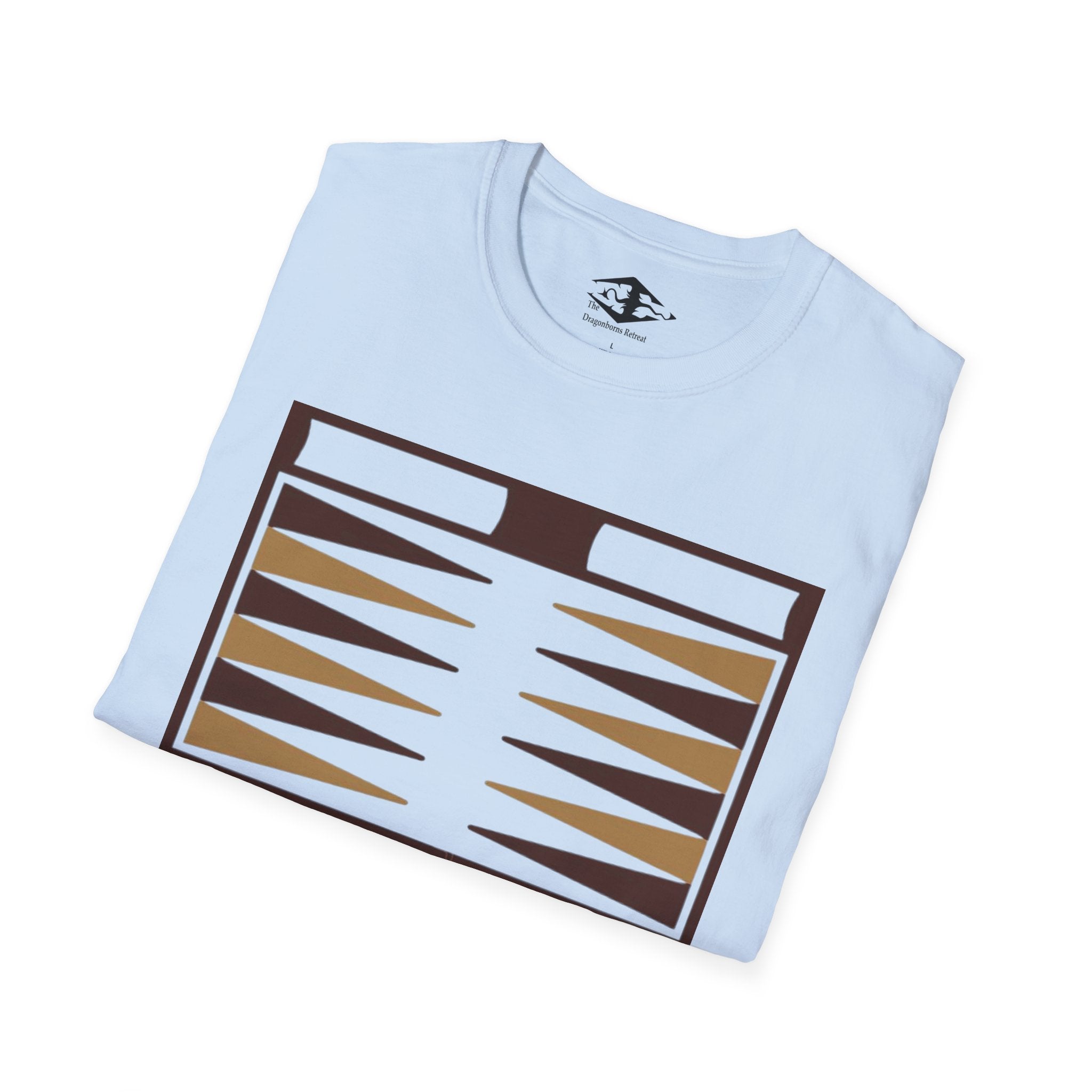 Travel Backgammon Board Unisex Softstyle T-Shirt (pieces not included)