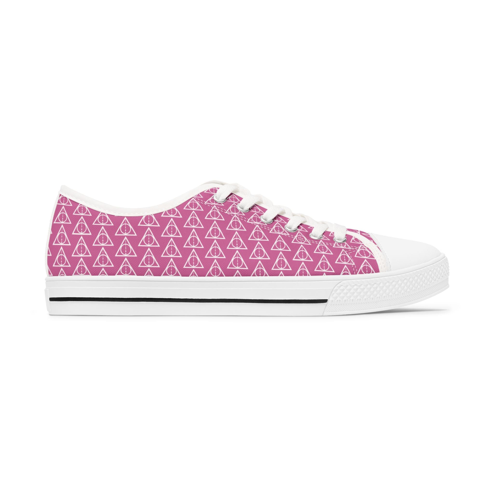 Harry Potter inspired Deathly Hallows Logo Women's Low Top Sneakers Light Pink