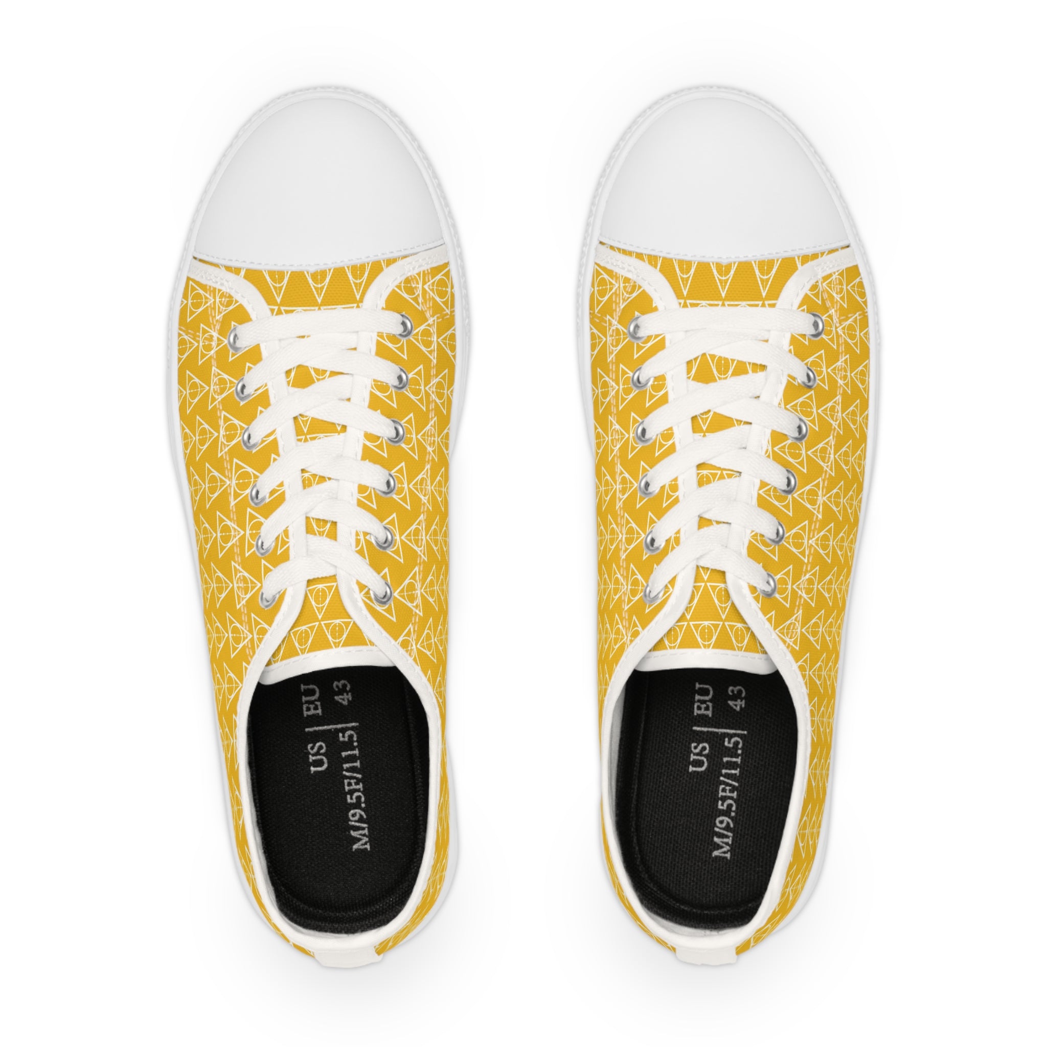 Harry Potter inspired Deathly Hallows logo Men's Low Top Sneakers Yellow