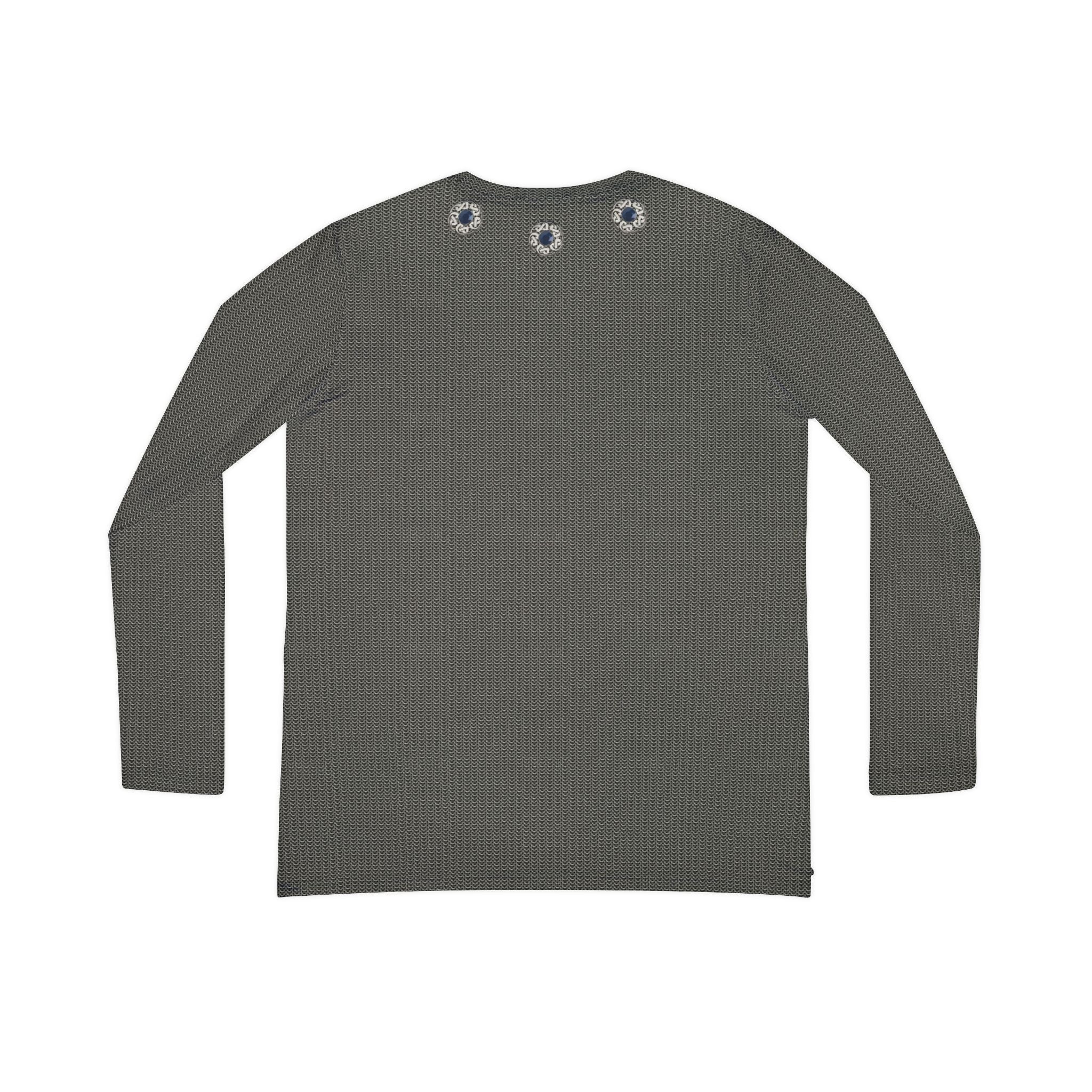 Fabled Fashion Grey/Silver chainmail effect print Women's Long Sleeve V-neck Shirt (AOP)