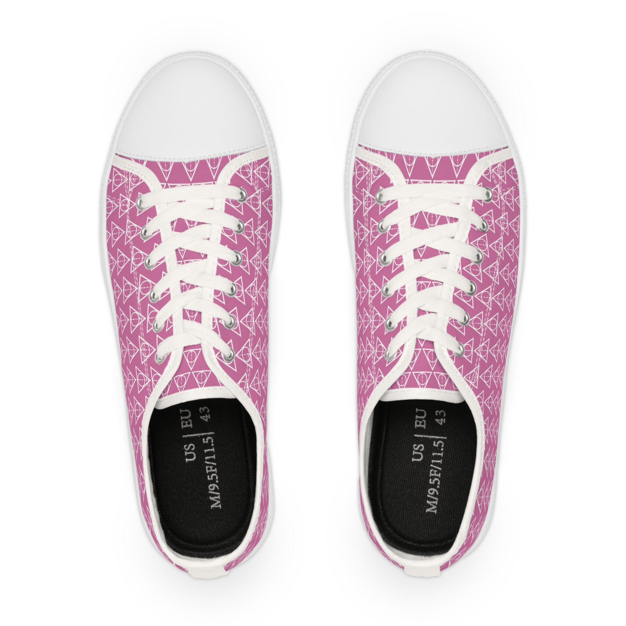 Harry Potter inspired Deathly Hallows logo Men's Low Top Sneakers Light Pink