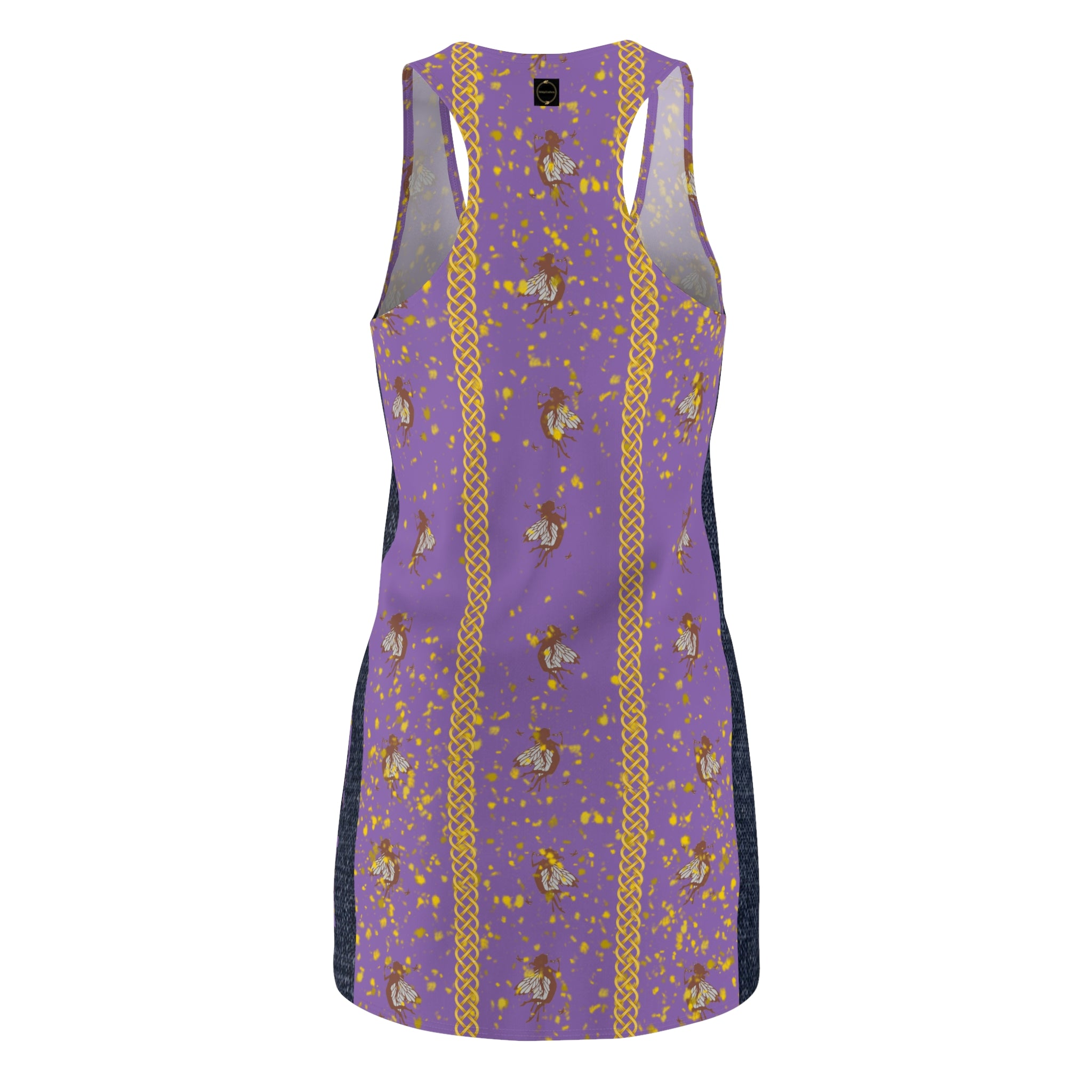 Fabled Fashion fairy pattern denim accent Women's Cut & Sew Racerback Dress (AOP)