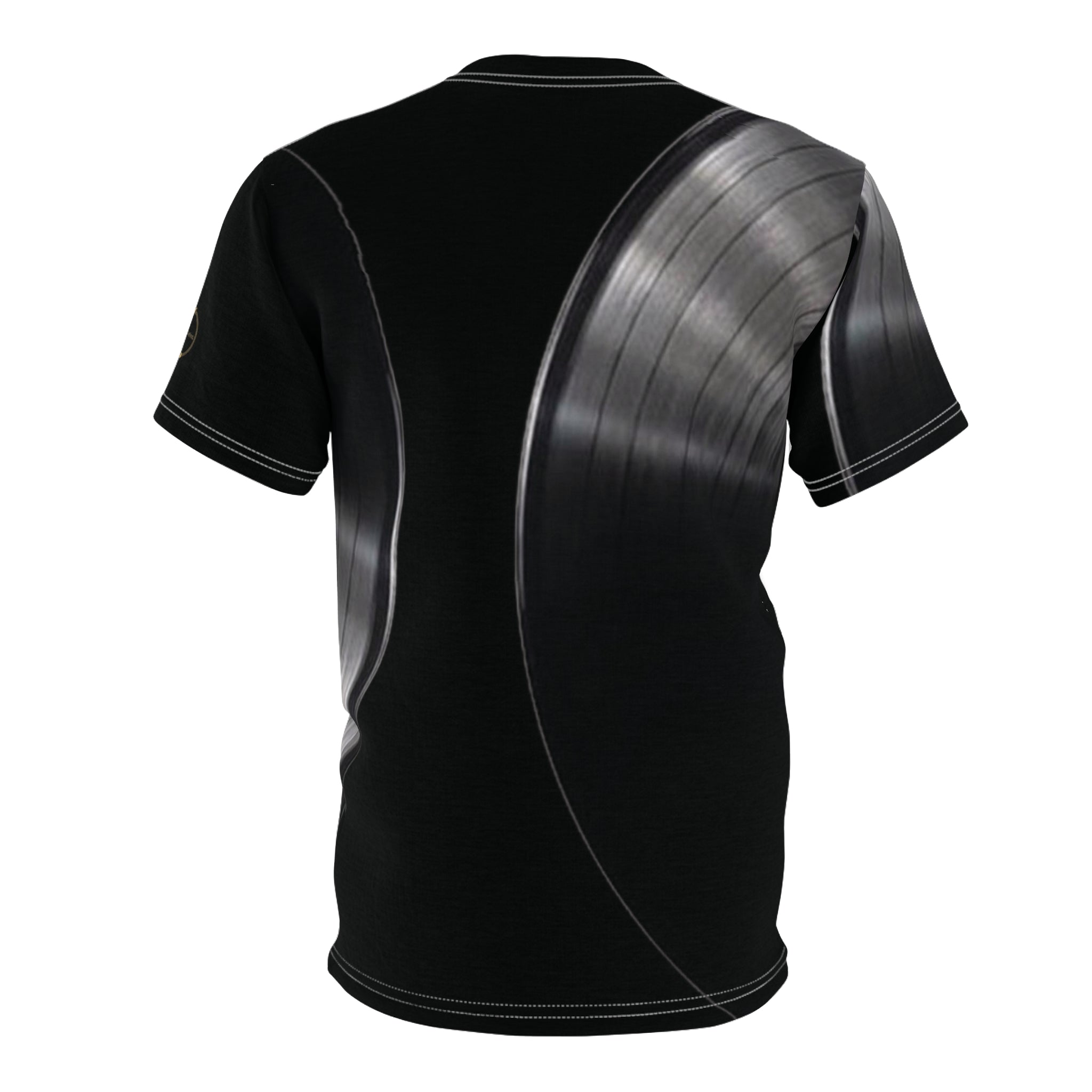 Fabled Fashion Vinyl Record design Unisex Cut & Sew Tee (AOP) Black