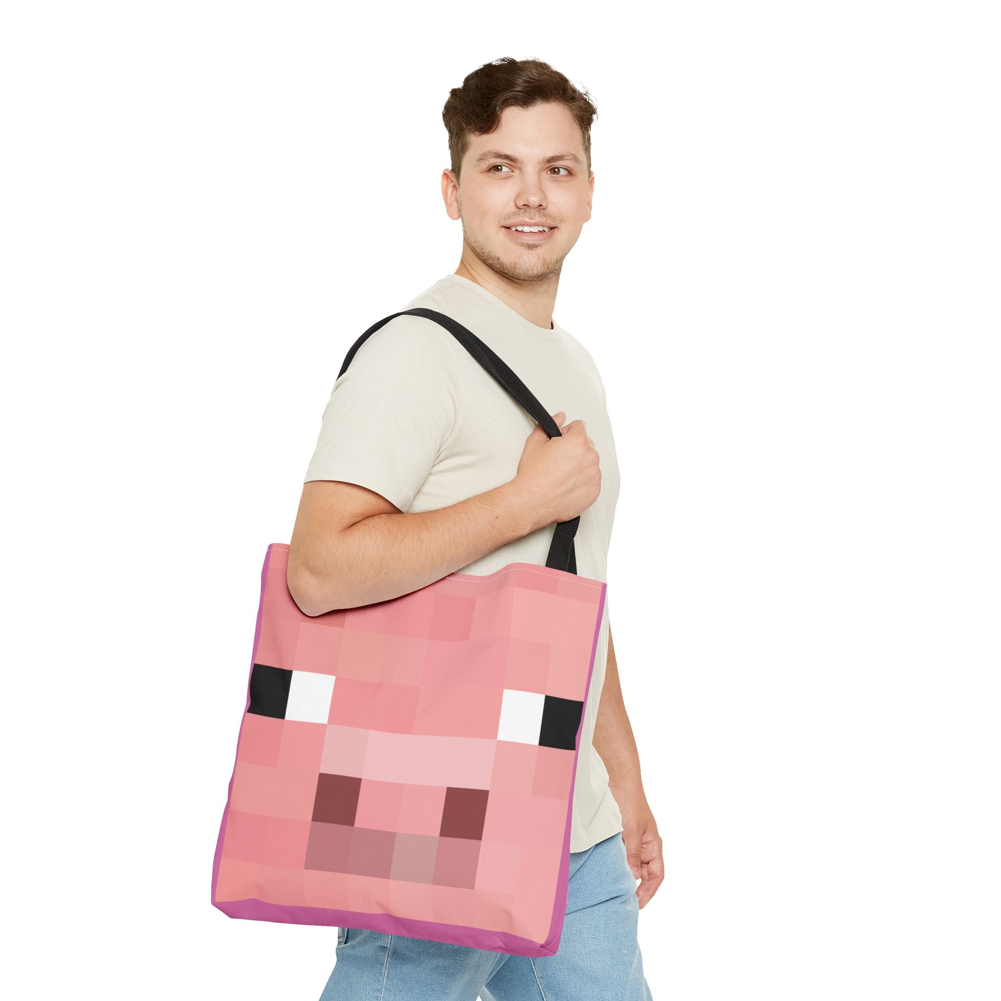 Minecraft inspired Pig Tote Bag (AOP) Perfect for  Halloween