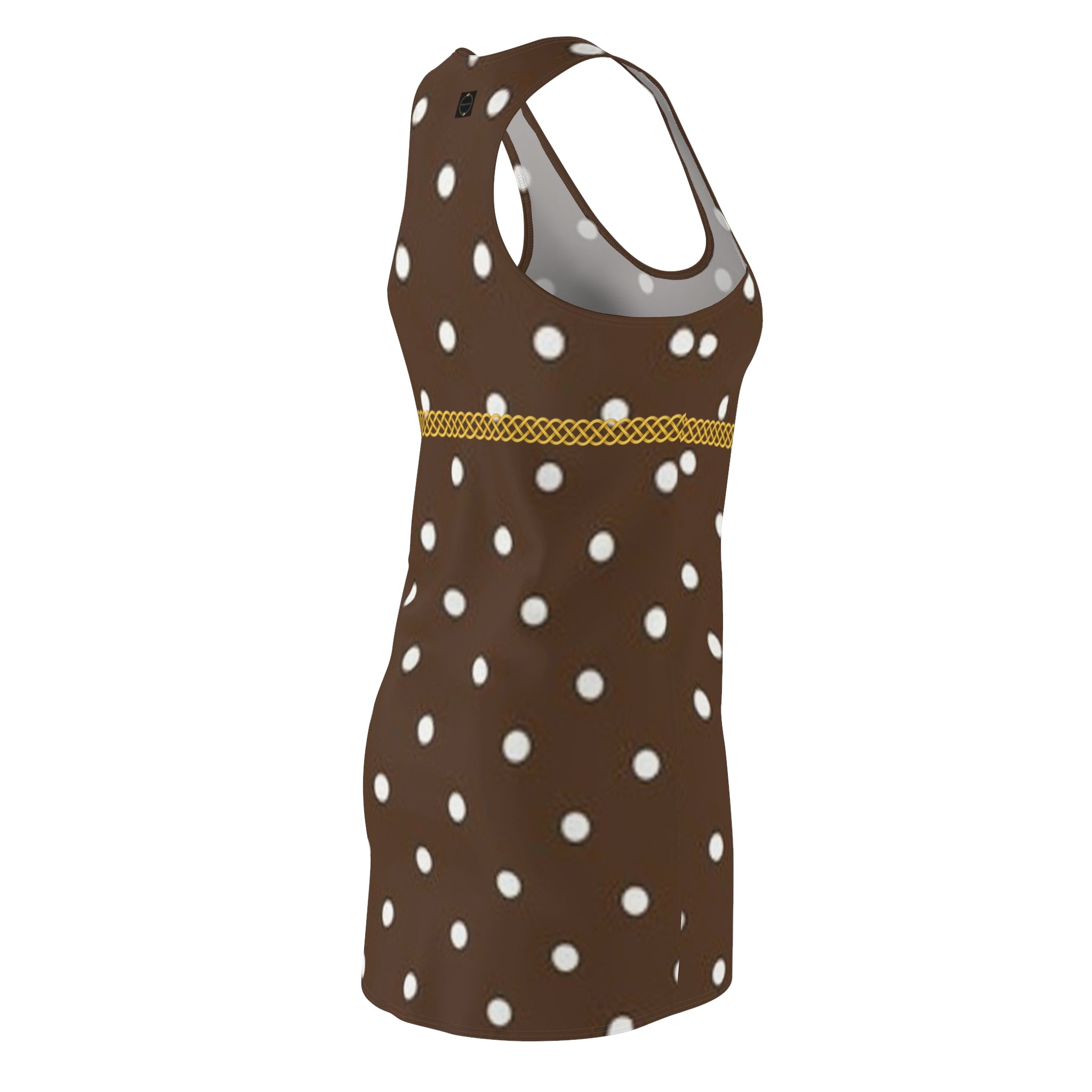 Fabled Fashion Chocolate Polka Dot with Celtic Knot effect Women's Cut & Sew Racerback Dress (AOP) inspired by Vivian in Pretty Woman