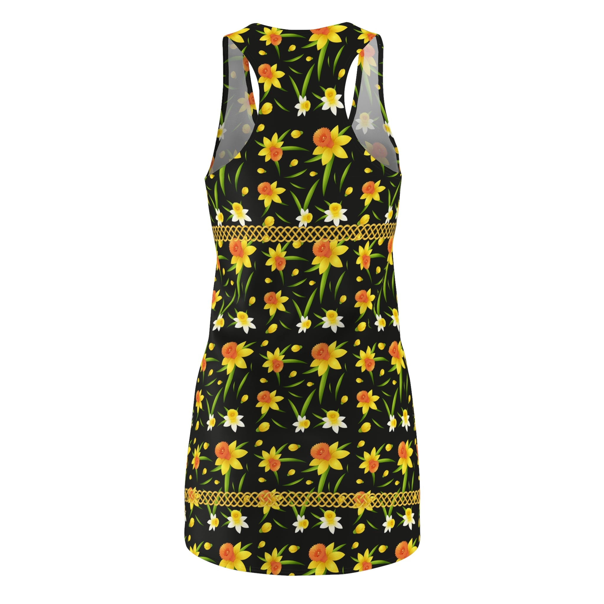 Fabled Fashion Daffodils Celtic Knot effect Women's Cut & Sew Racerback Dress (AOP)
