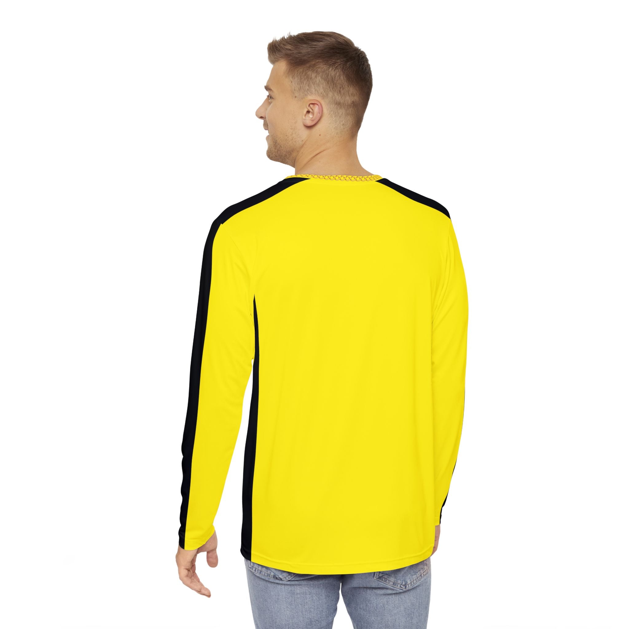 Fabled Fashion Men's Long Sleeve Yellow 'Kill Bill' inspired with celtic chain effect AOP Shirt