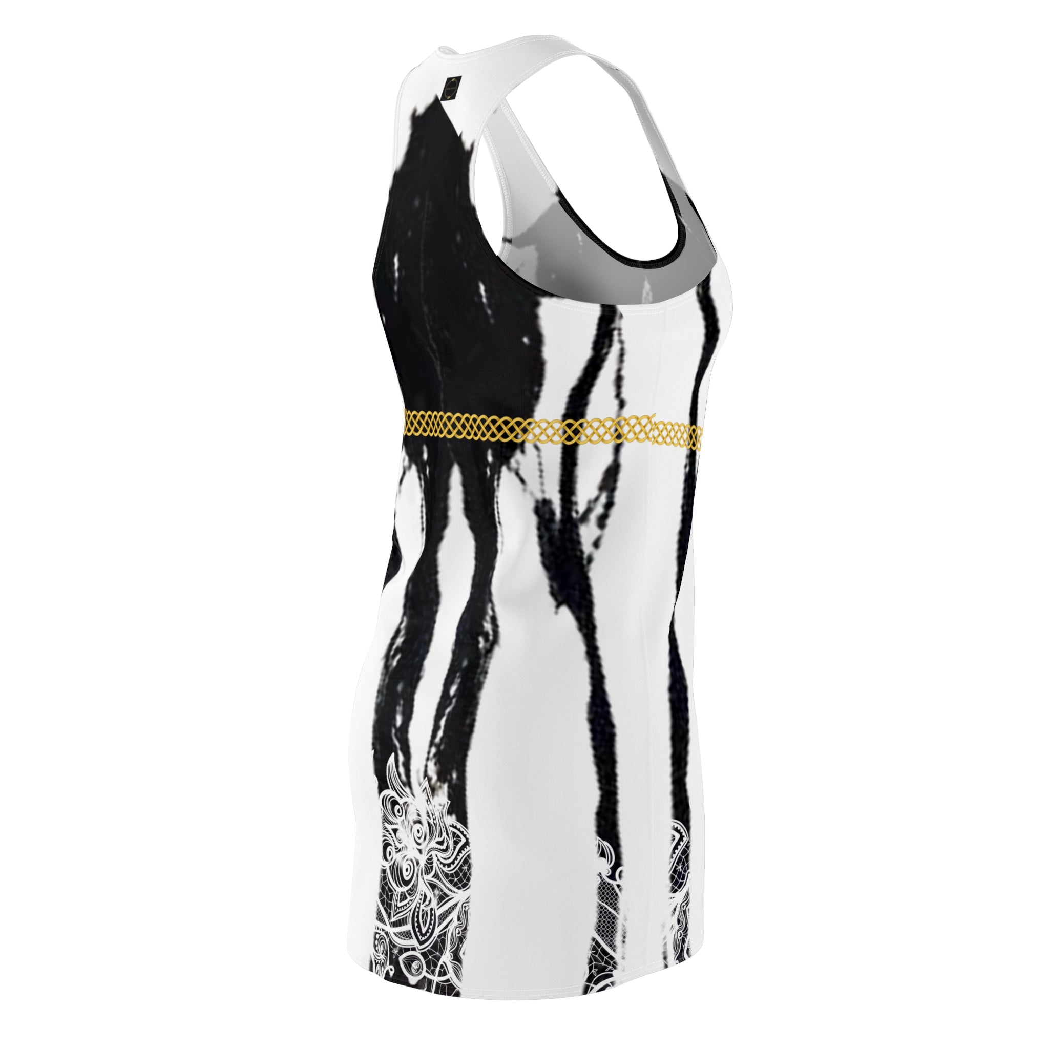Fabled Fashion Carrara Marble mirror effect with Celtic Knot Women's Cut & Sew Racerback Dress (AOP)