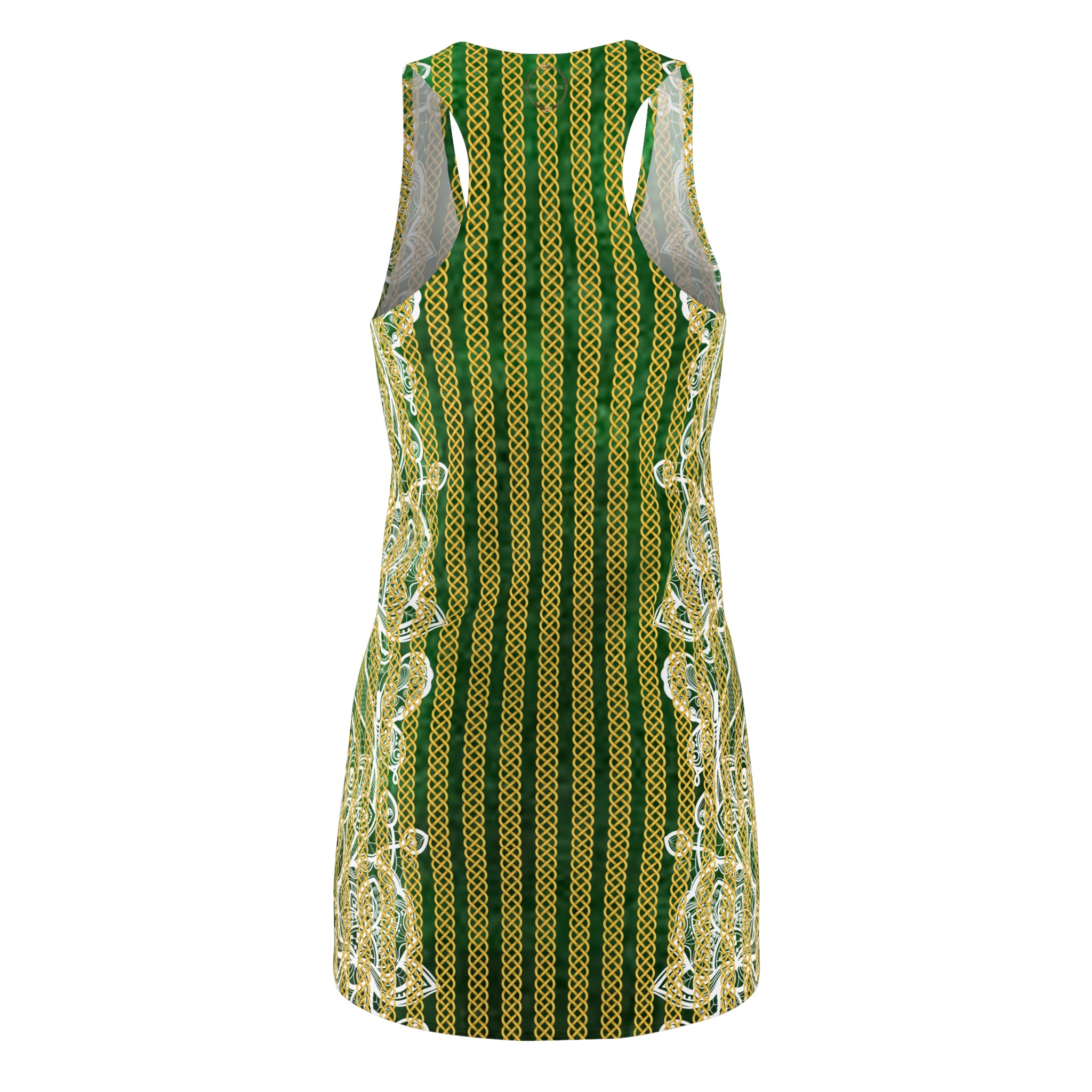 Fabled Fashion Green velvet and lace effect Celtic Knot Women's Cut & Sew Racerback Dress (AOP)