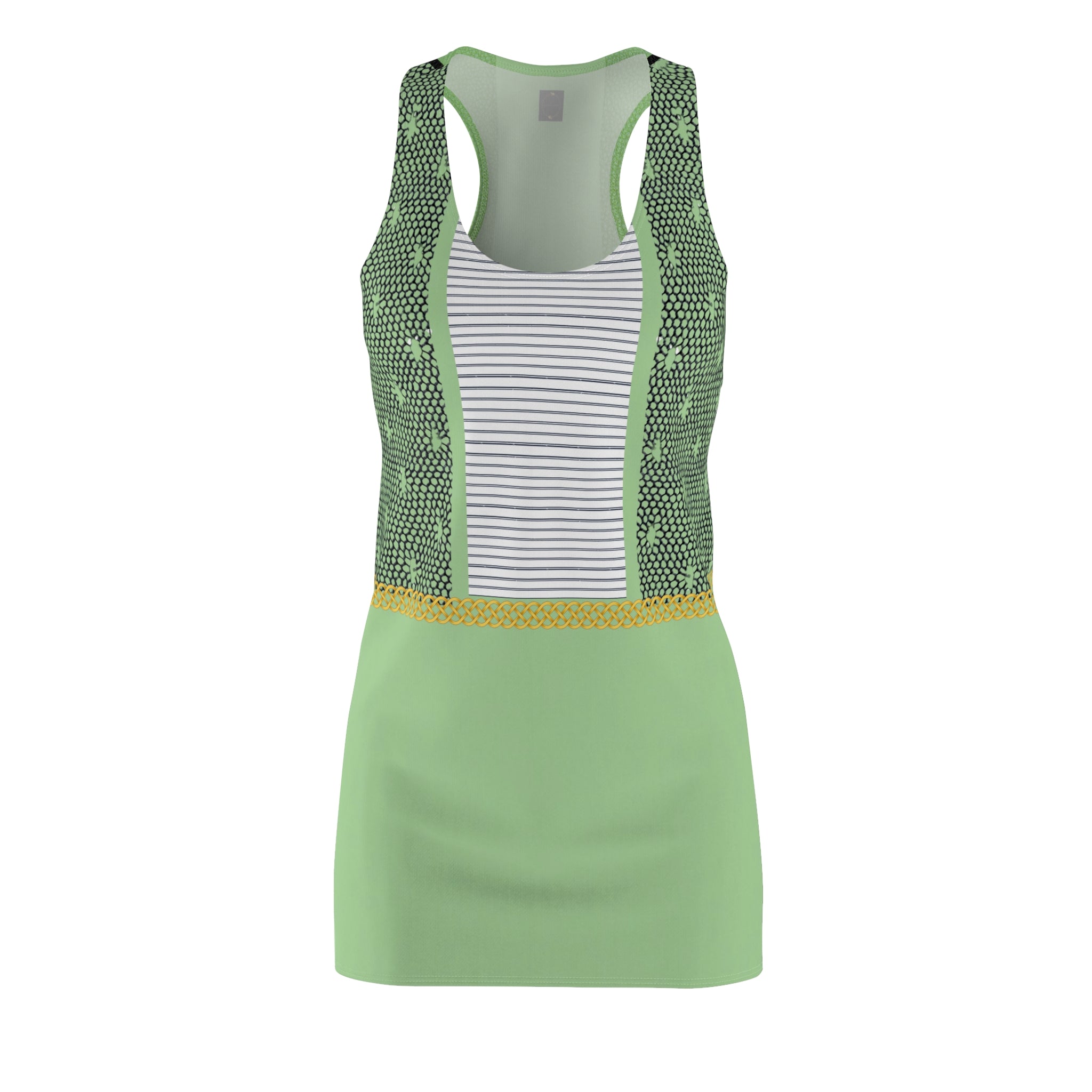 Fabled Fashion Pistachio Lace effect Women's Cut & Sew Racerback Dress (AOP)