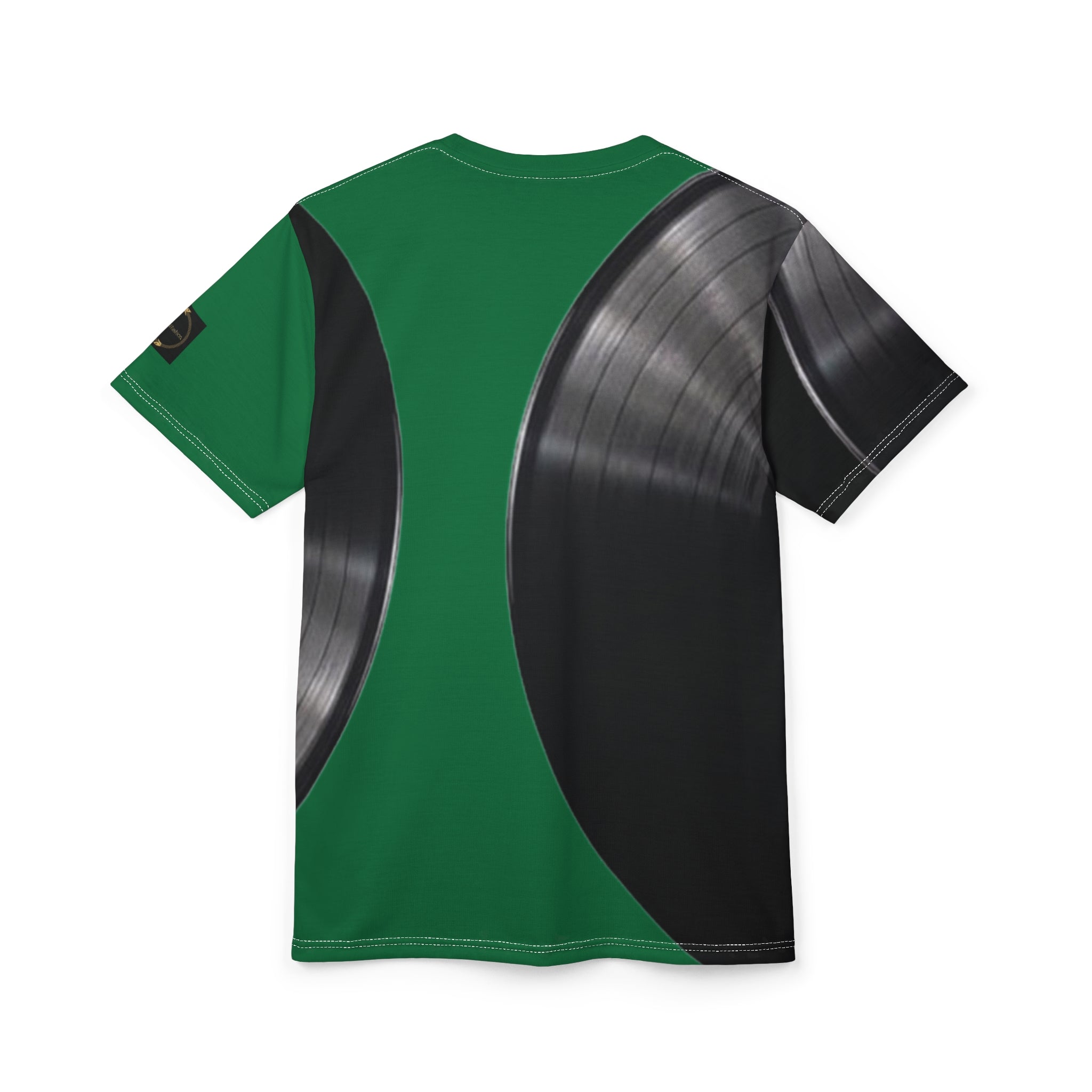 Fabled Fashion Vinyl Record design Unisex Cut & Sew Tee (AOP) Green