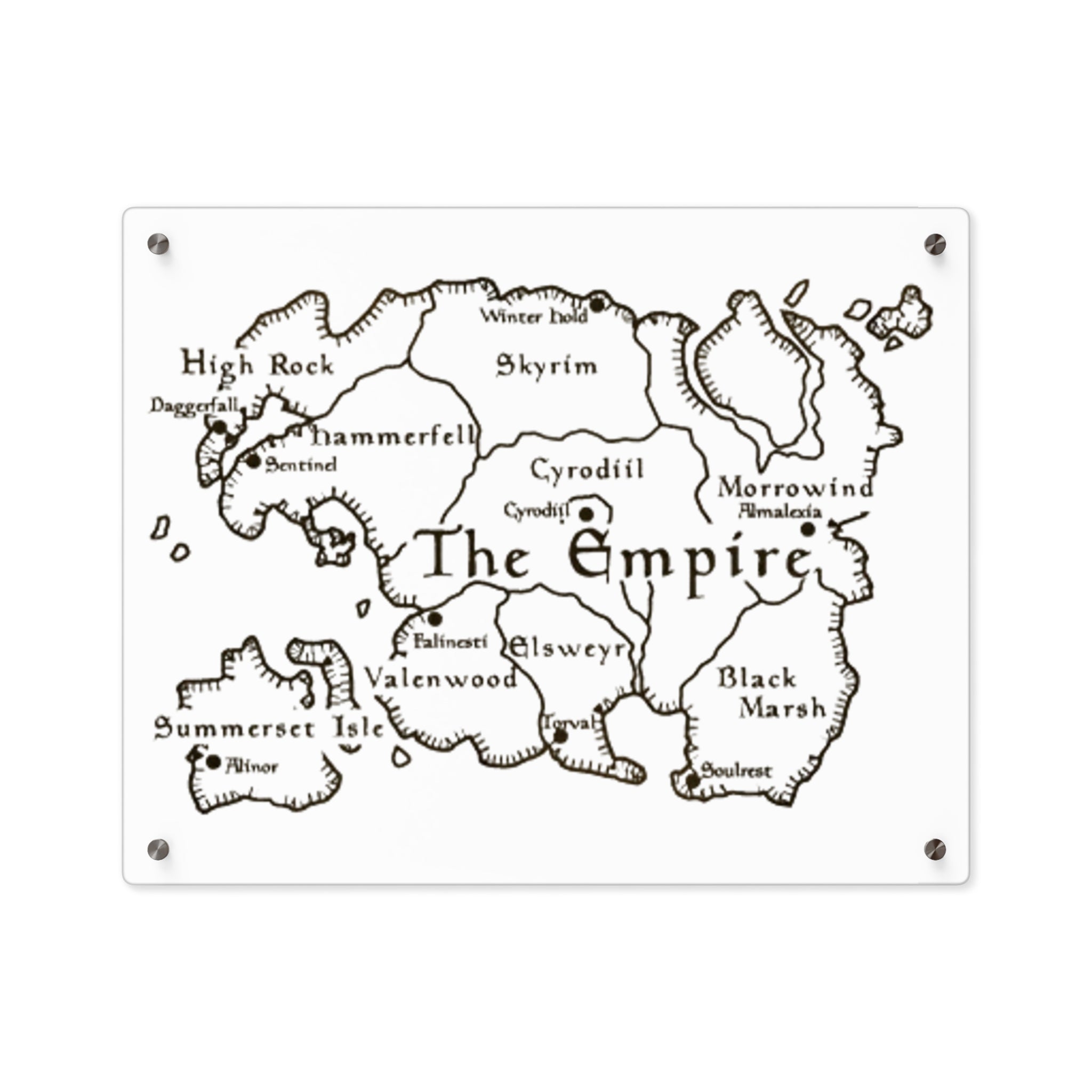 Tamriel map Dragonborn Skyrim Acrylic Wall Art Panels