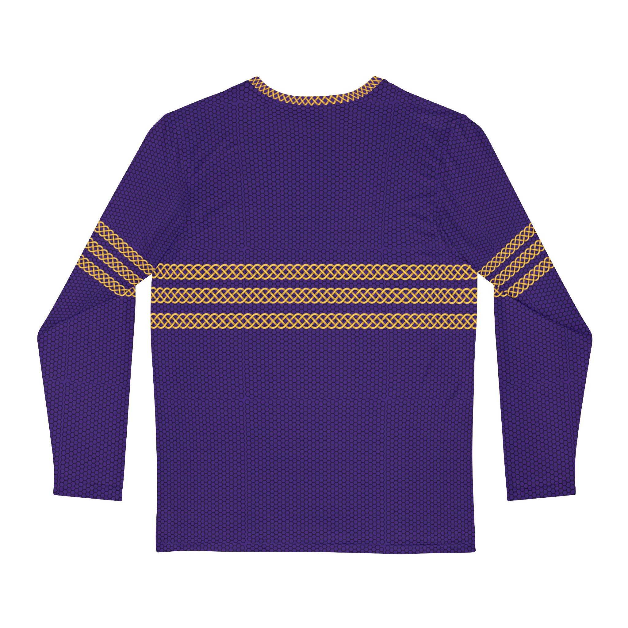Fabled Fashion Men's Long Sleeve Triple Celtic chain effect AOP Shirt Purple