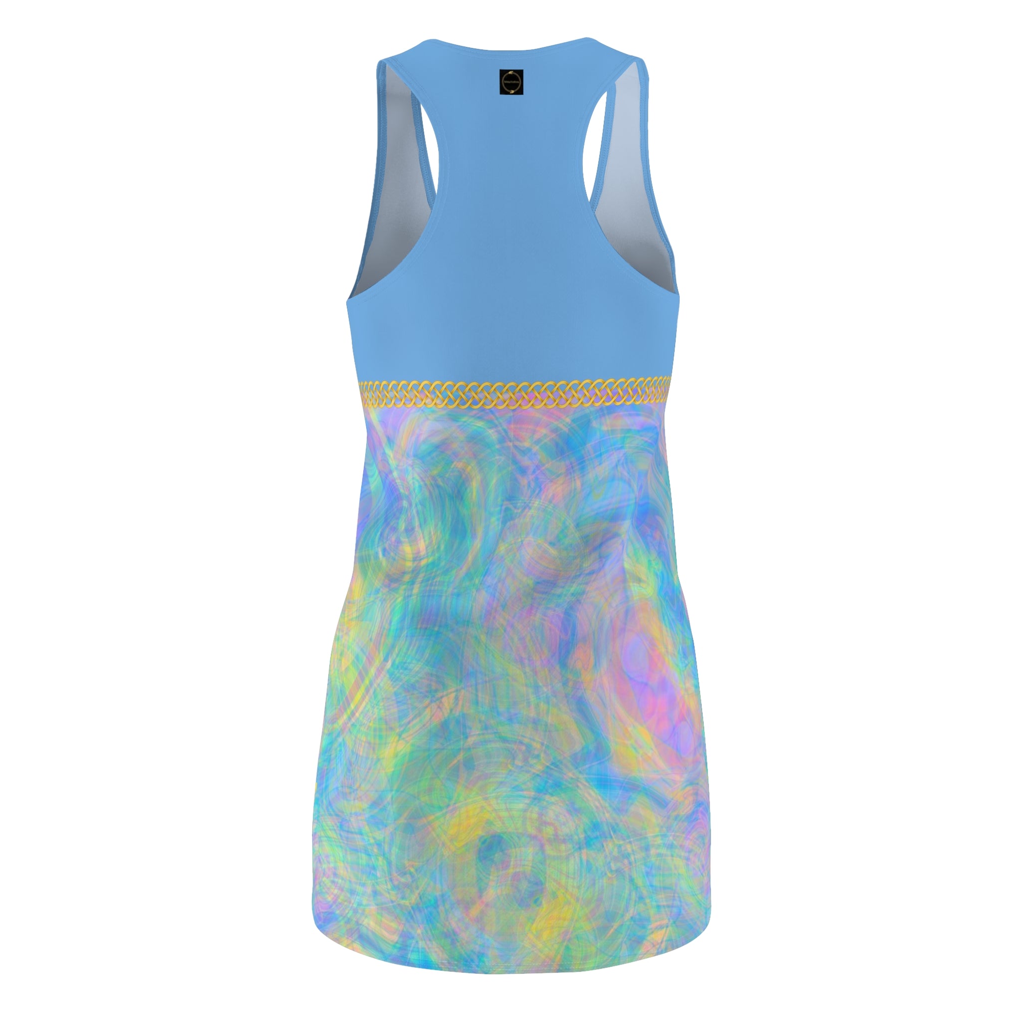 Fabled Fashion Light blue Psychedelic Tie-Dye effect Celtic Knot Women's Cut & Sew Racerback Dress (AOP)